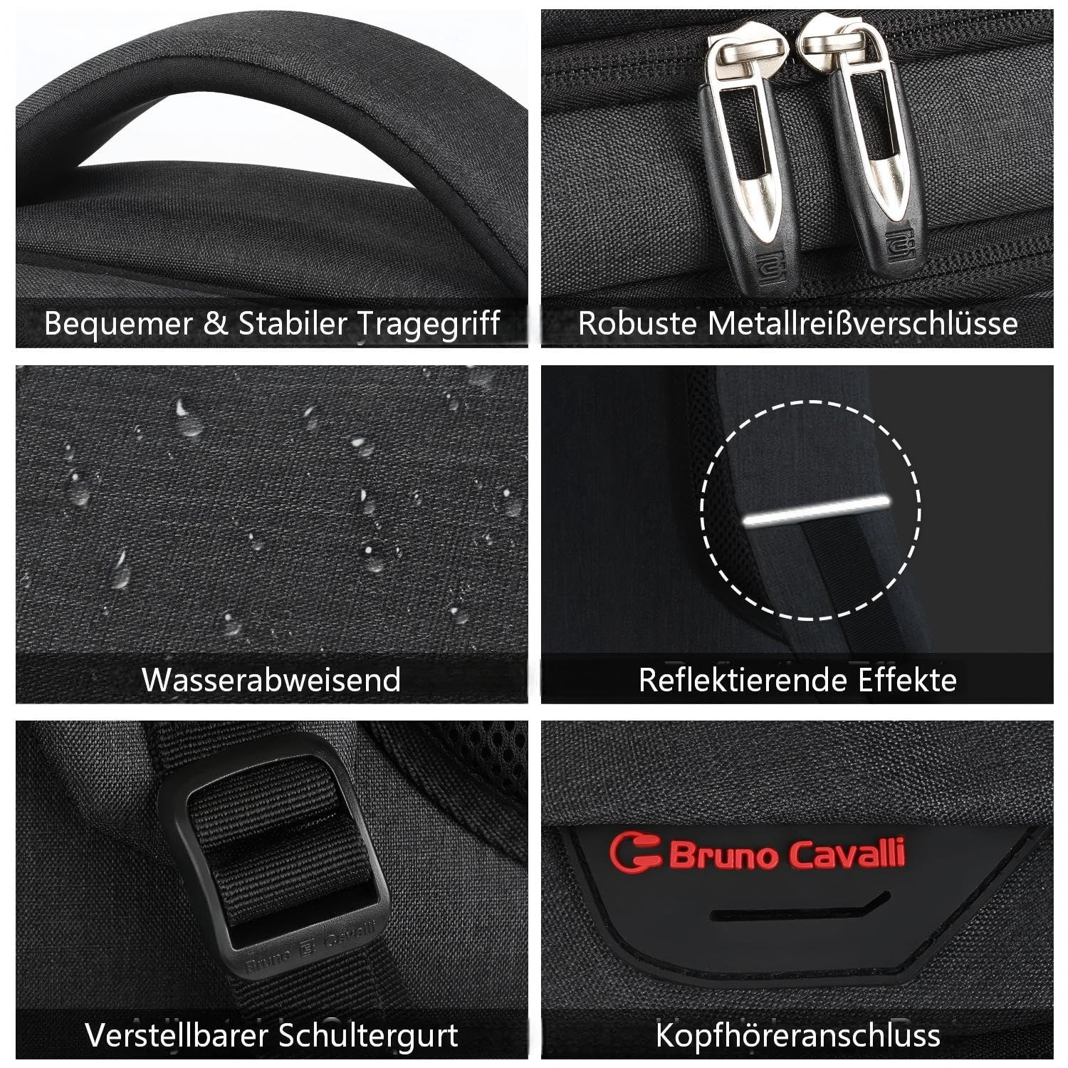 marcello Rucksack Herren, Laptop Rucksack mit USB Ladeanschluss für 17 Zoll Notebooks Arbeit Business, Schule Uni Schulrucksack für Jungen Teenager mit Anti Diebstahl Tasche (Retro-schwarz, 20 Zoll)