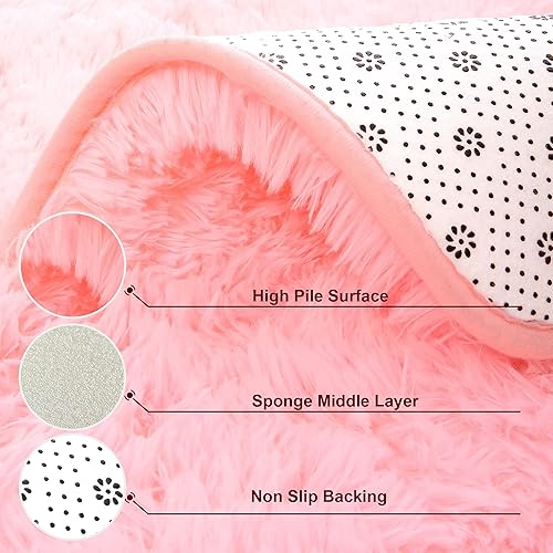 Miniatura 9 de Foxmas Alfombra de pasillo para dormitorio de 2 x 6 pies, alfombras suaves y esponjosas con parte inferior antideslizante, alfombra de noche para