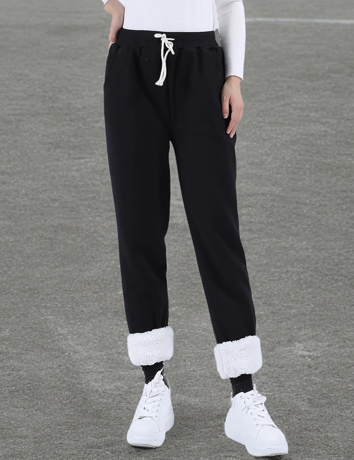 Yeokou Womens Sherpa Lined Sweatpants Winter Warm Fleece Joggers Casual Lounge Pants - Image 9