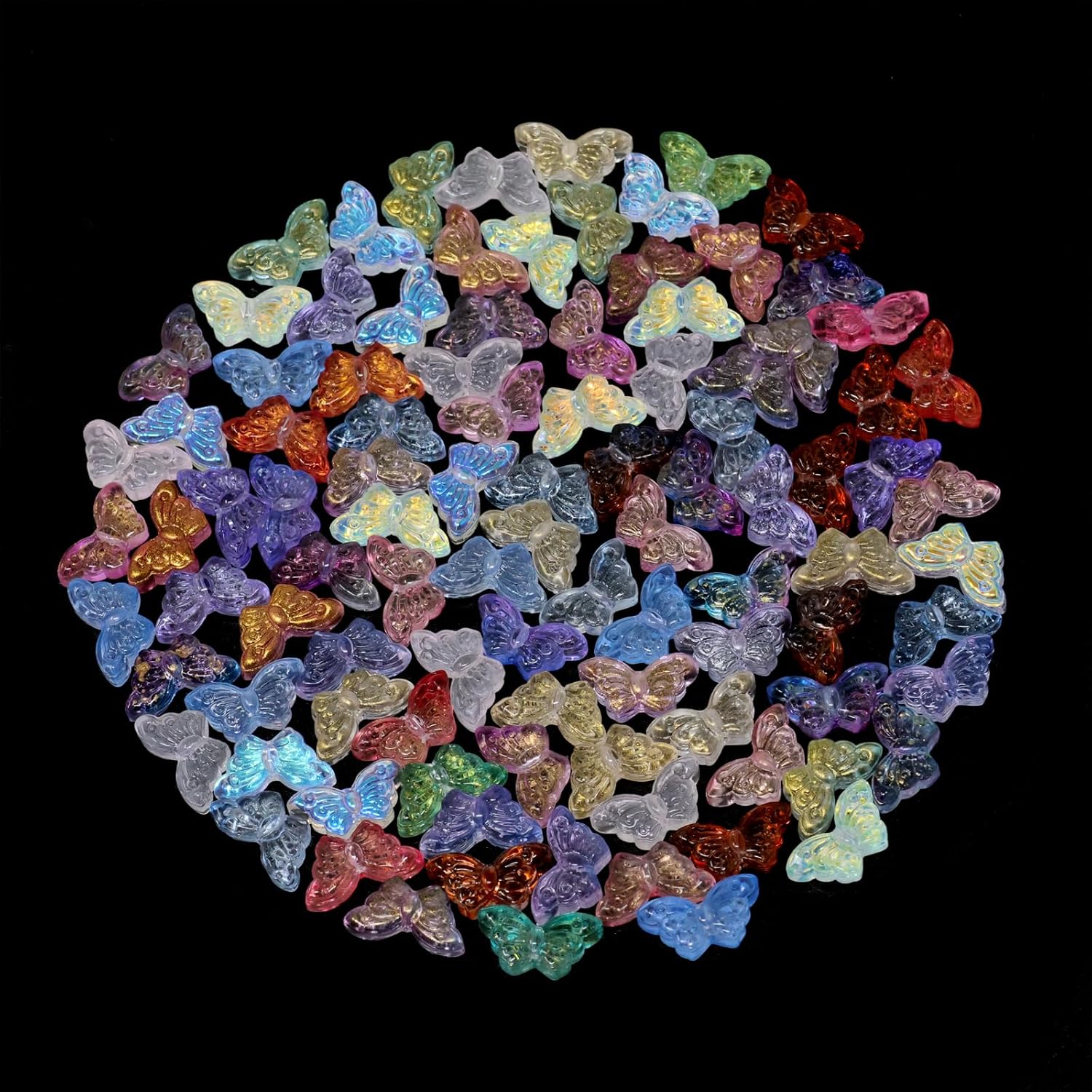 120 Cuentas Acrílicas Oradas Surtidas De Flores, Corazón, Ariposa, Caraelos, Cuentas Pastel