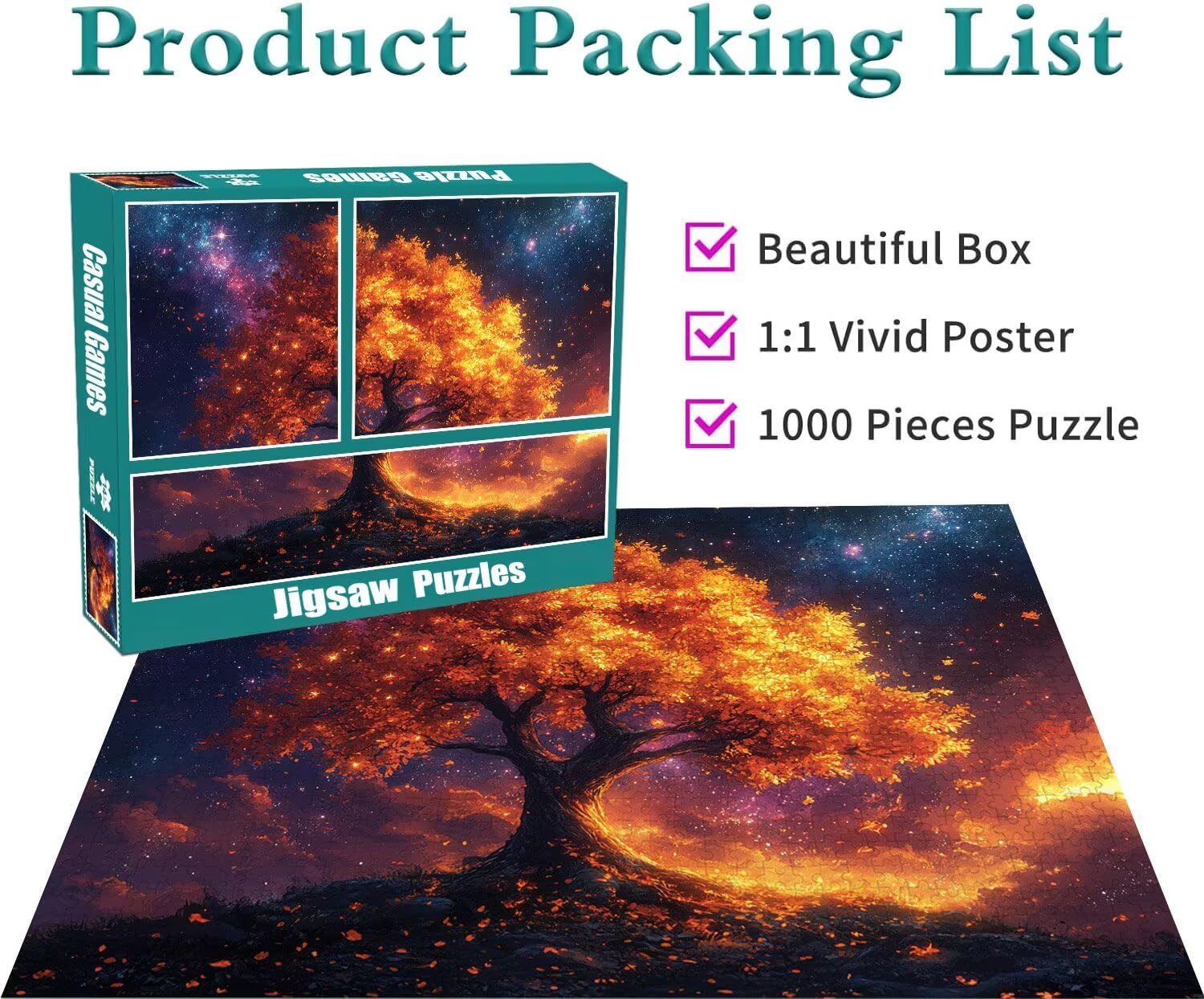 Puzzle Erwachsene 5000 Teile Baum Sternenhimmel Educa Jigsaw für Kinder ab 8 Jahren Mädchen Jungen, Erwachsene Impossible Klassische Puzzles, Anspruchsvoll Spielspaß, Als Geschenke 105x156cm t-912