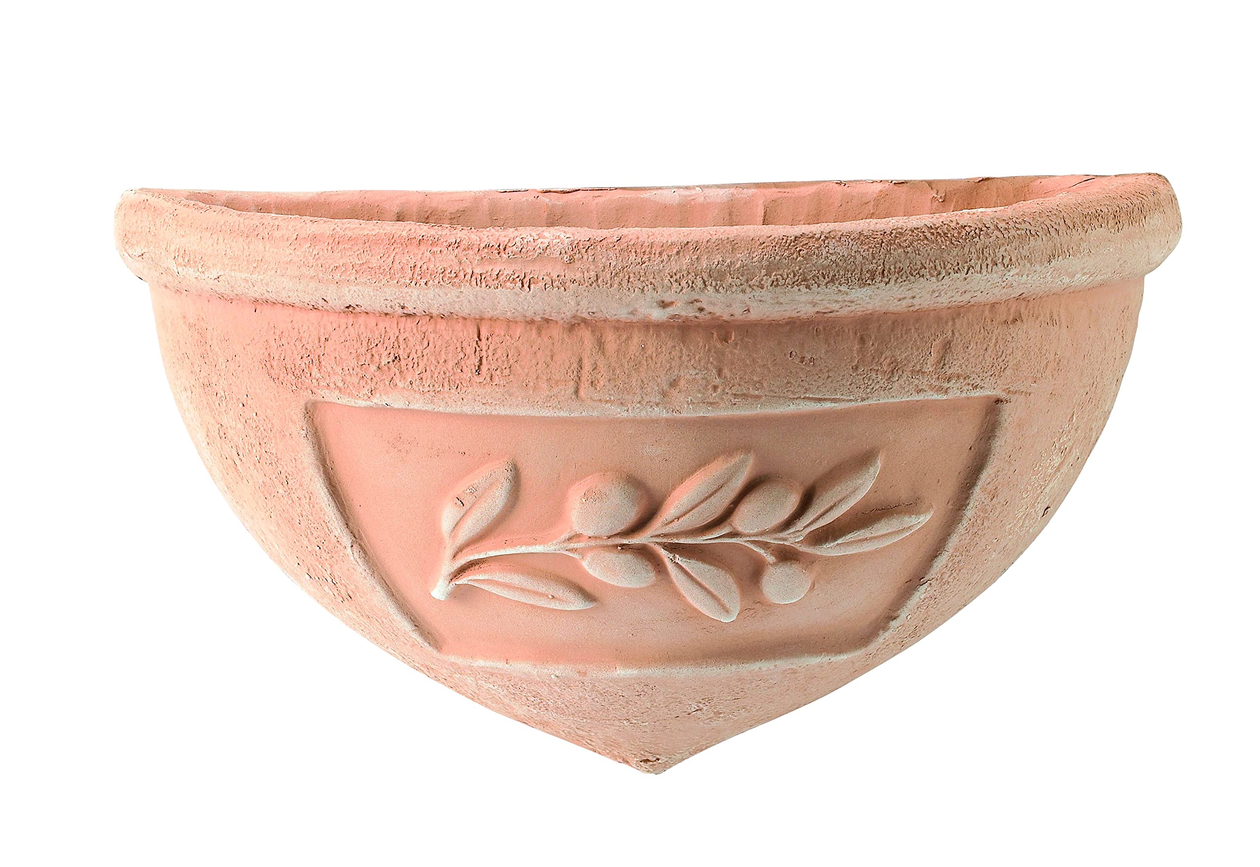 Generico Gerla Olive Vaso a Muro in Terracotta (Due Pezzi Uguali) Lunghezza 36 cm, Altezza 20 cm, Profondità 18 cm, Tasca a Parete Cotto Coccio