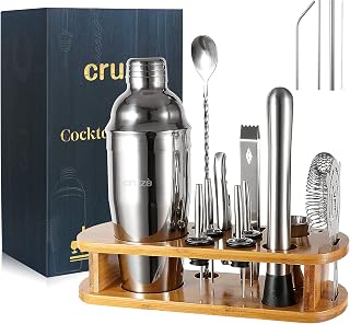 Cocktail Shaker Bar Mixer Set-Professional Bartender Premium Stainless Steel 25oz. Perfect For Homemade Party Drinks with Your Favourite Liquor Mixes. This 12 Piece Kit Has All The Essentials You Need