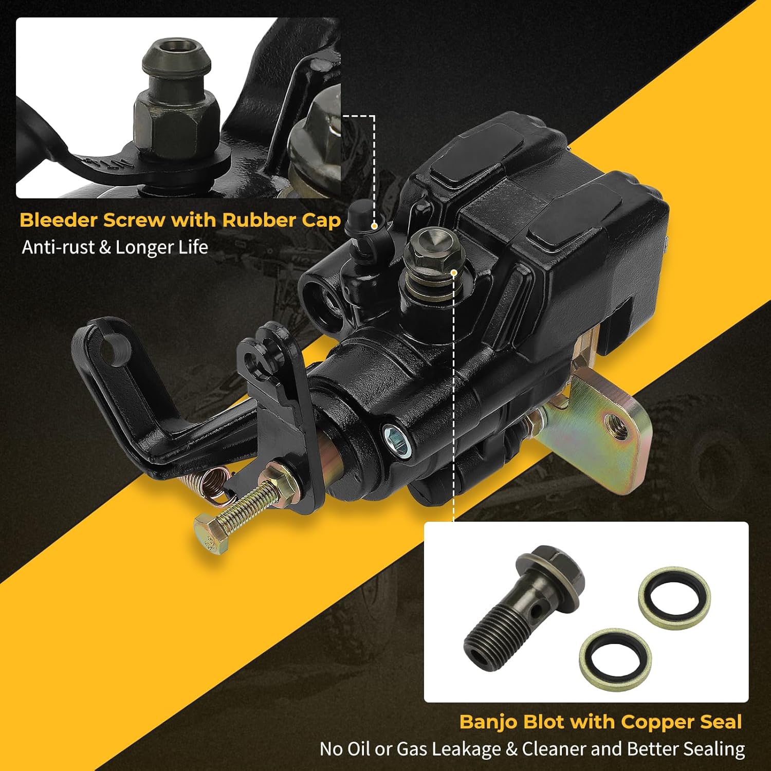 M MATI Rear Brake Caliper & Pads Assembly for Suzuki ATV Quadracer 450 LTR450 Quadsport LTZ400 with Parking Brake 69100-33H00-999 69100-45G00-999
