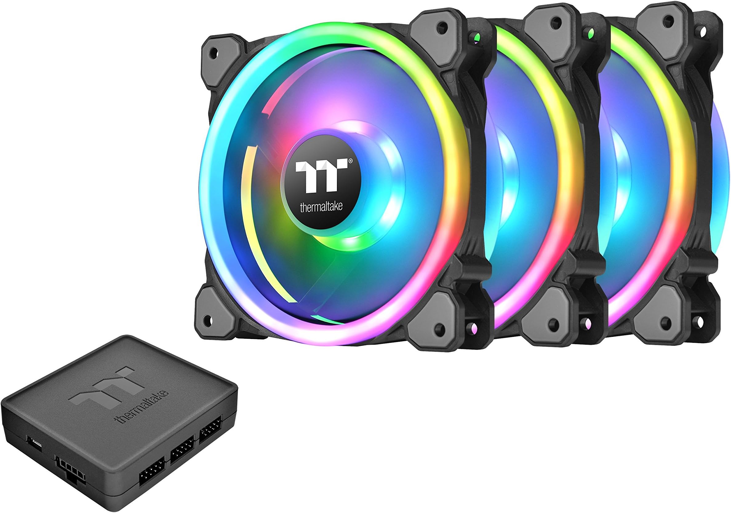 Riing Trio 12 RGB Tt Premium Edition 120mm Software Enabled 30 ADDRessable Led 9 Blades Case/Radiator Fan - 3 Pack - Cl-F072-Pl12SW-A