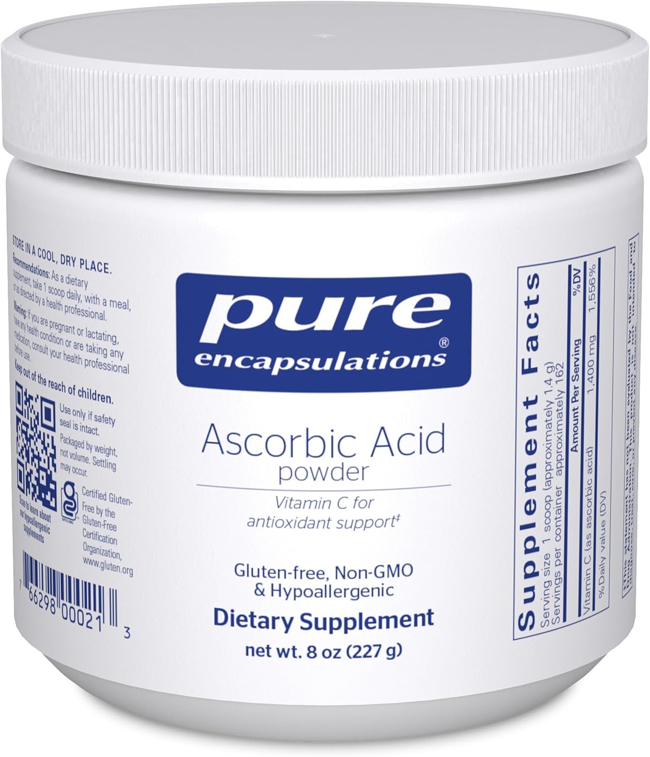 Pure Encapsulations Ascorbic Acid Powder | Hypoallergenic Vitamin C Supplement for Antioxidant Support* | 8 Ounces
