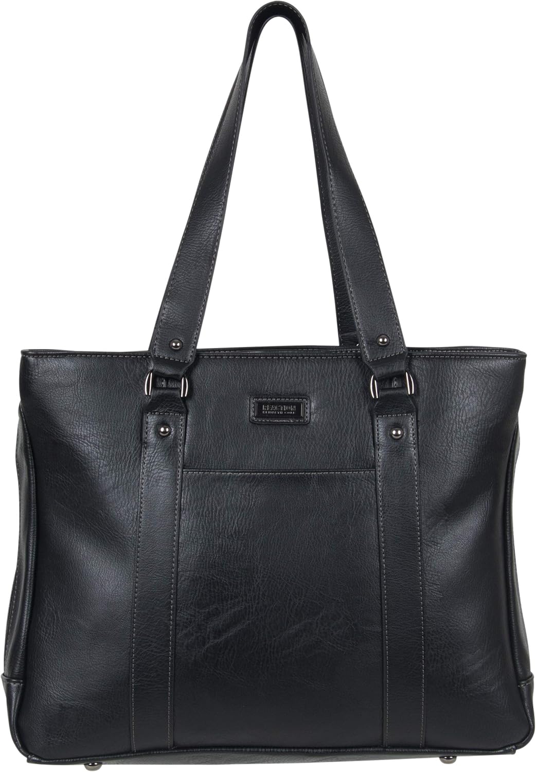 Kenneth Cole Reaction Women's Hit Pebbled Faux Leather Triple Compartment 15" Laptop Business Tote, Black, One Size