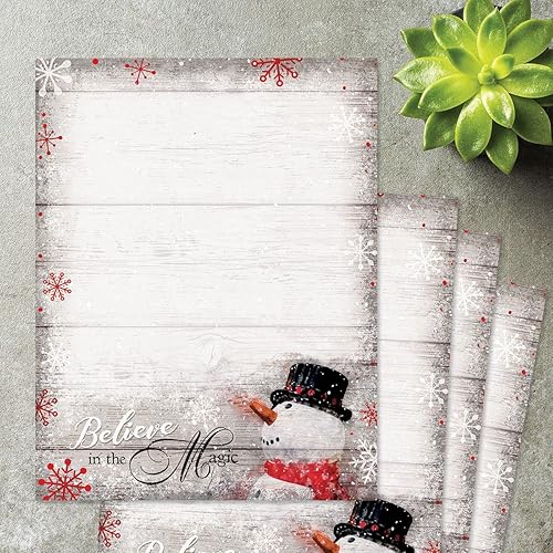 Miniatura 5 de Papel navideño para cartas con muñeco de nieve, juego de 25 papeles de Navidad de 8 12 x 11 pulgadas, papel compatible con computadora
