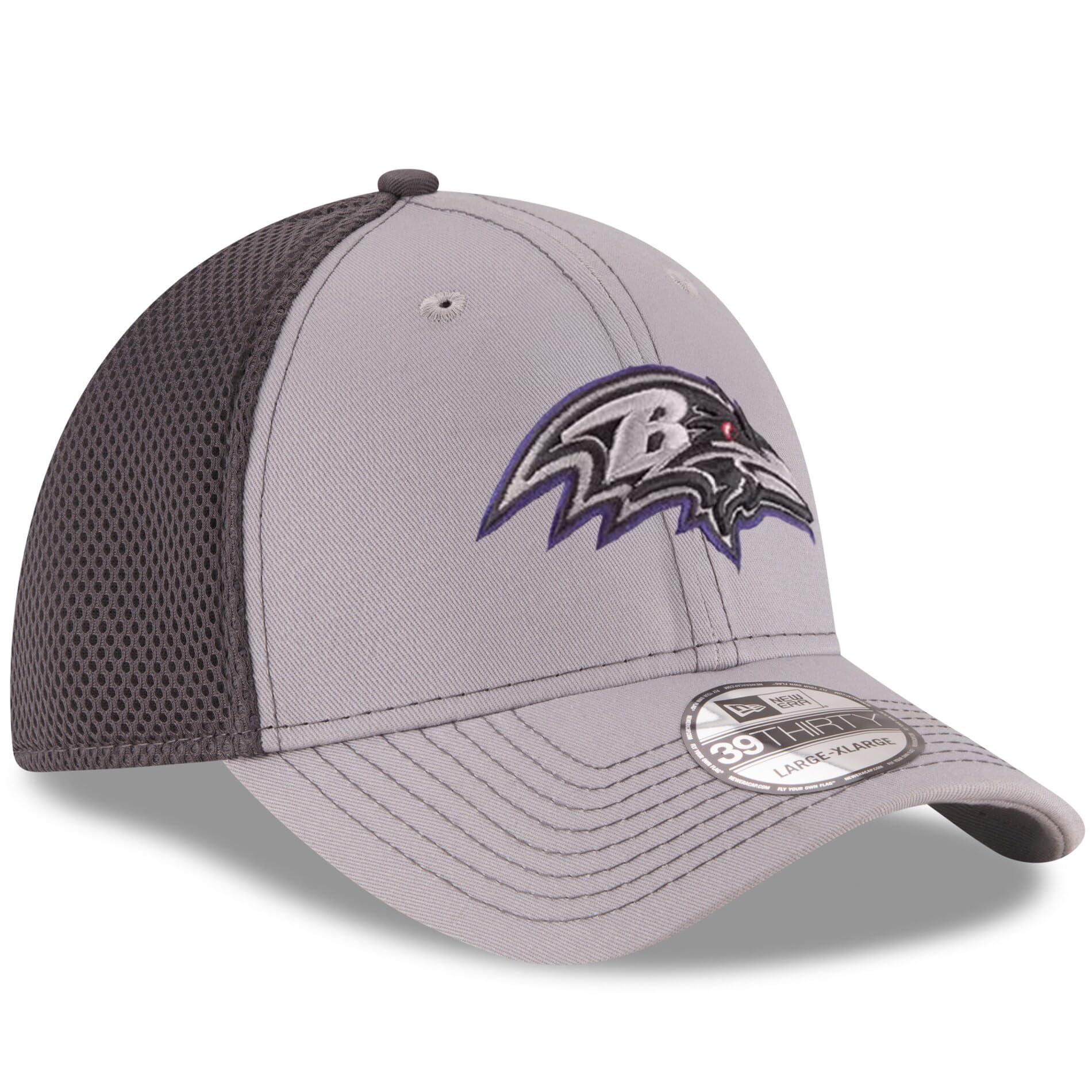 New Era Gorra de fútbol unisex para adultos NFL 39THIRTY gris con logotipo Neo Primary, ajuste elástico, flexible