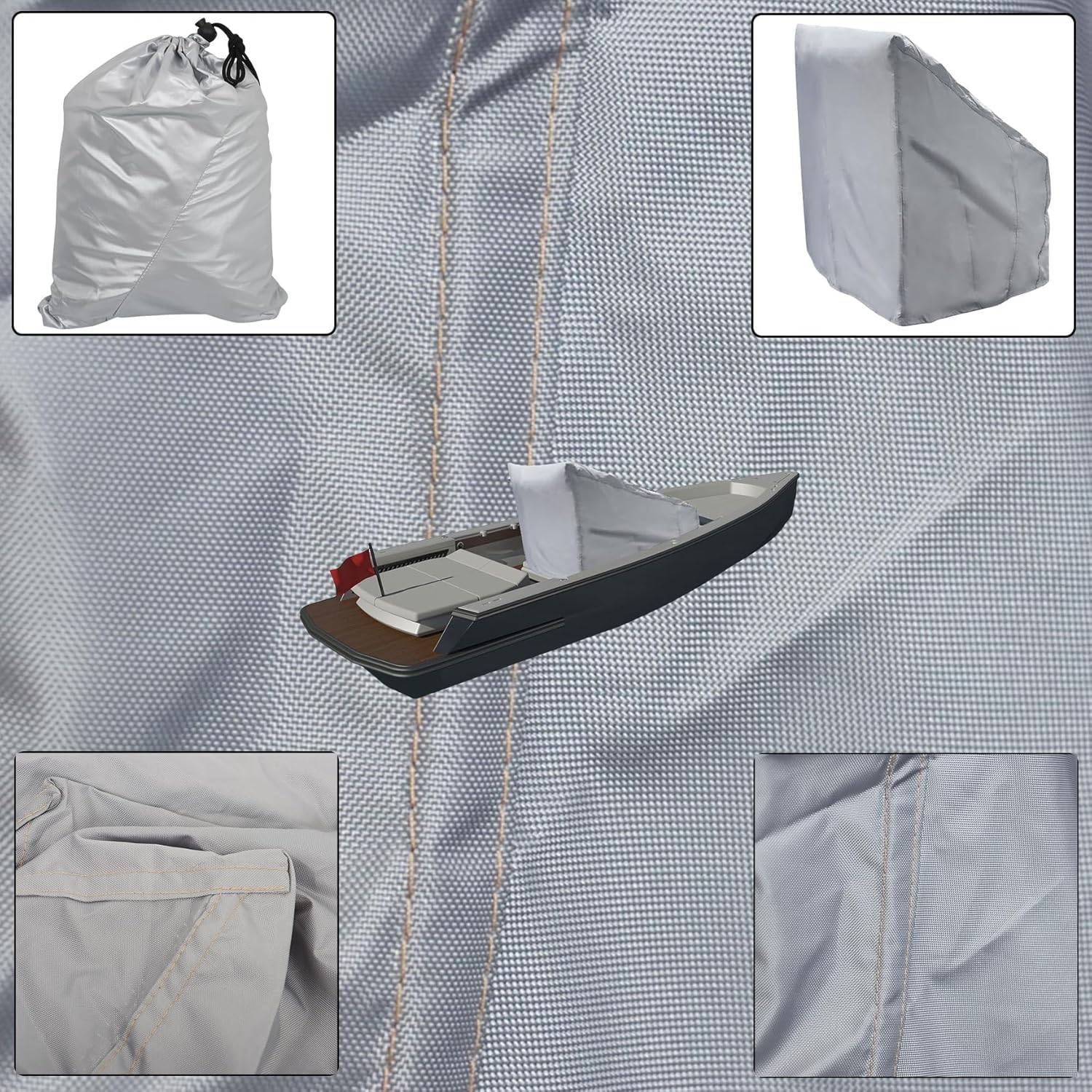 WFLNHB Boat Center Console Cover Heavy Duty 600D Replacement for Carolina Skiff Boston Whaler Bay Pro Wellcraft-Grey