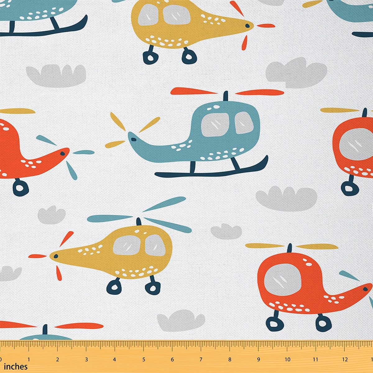 Cartoon Aircraft Fabric by The Yard,Watercolor Hand Drawn Plane Graffiti Material by The Yard,Cute Boys Teens Airplane Fabric Panels for Quilting,Abstract Sky Cloud Sewing,10Yards