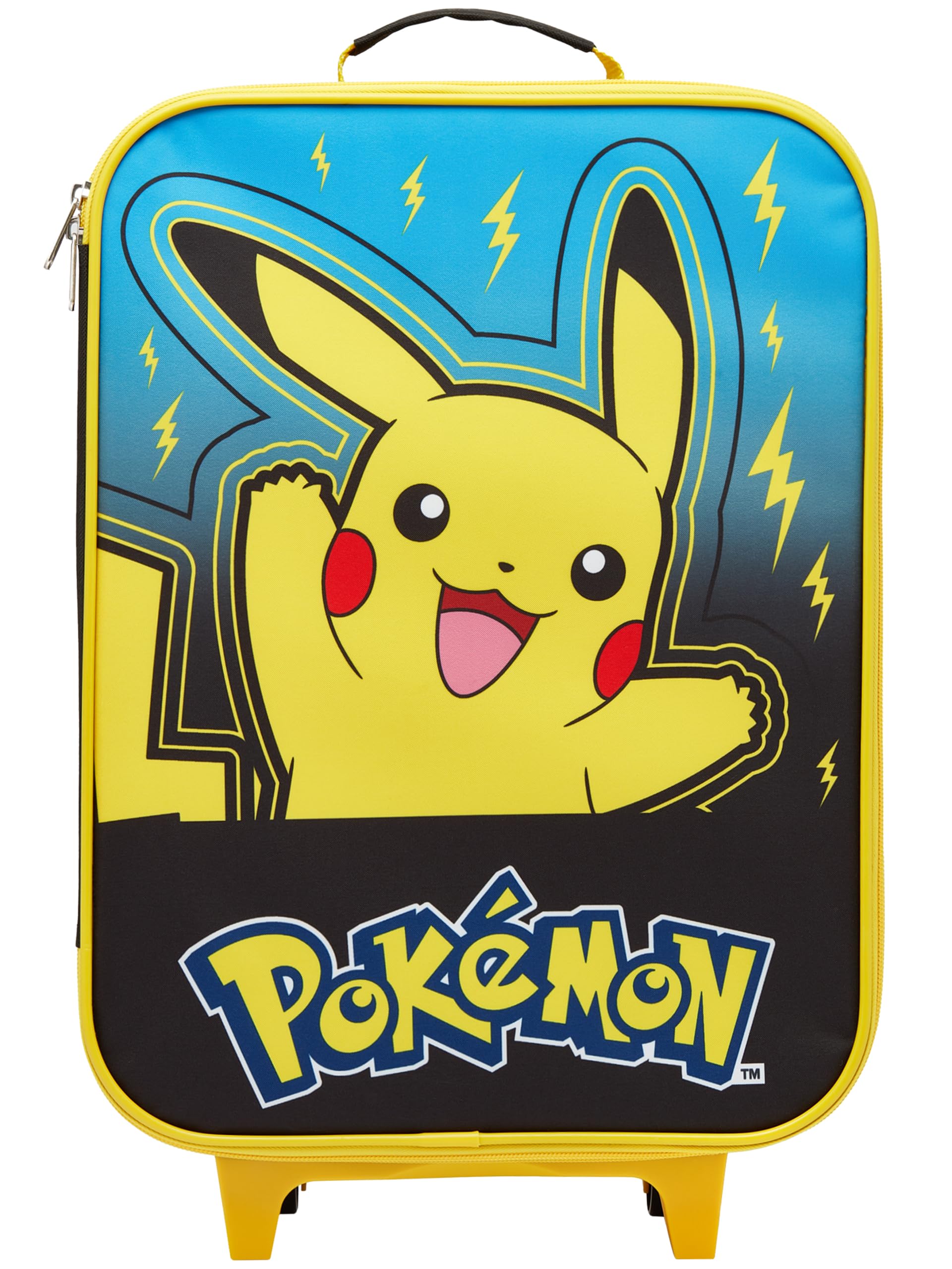 Pokémon Kids Trolley Bag | Pikachu Boys Suitcase | Yellow, Blue | 4 Wheels, Extendable Handle, Spacious Interior