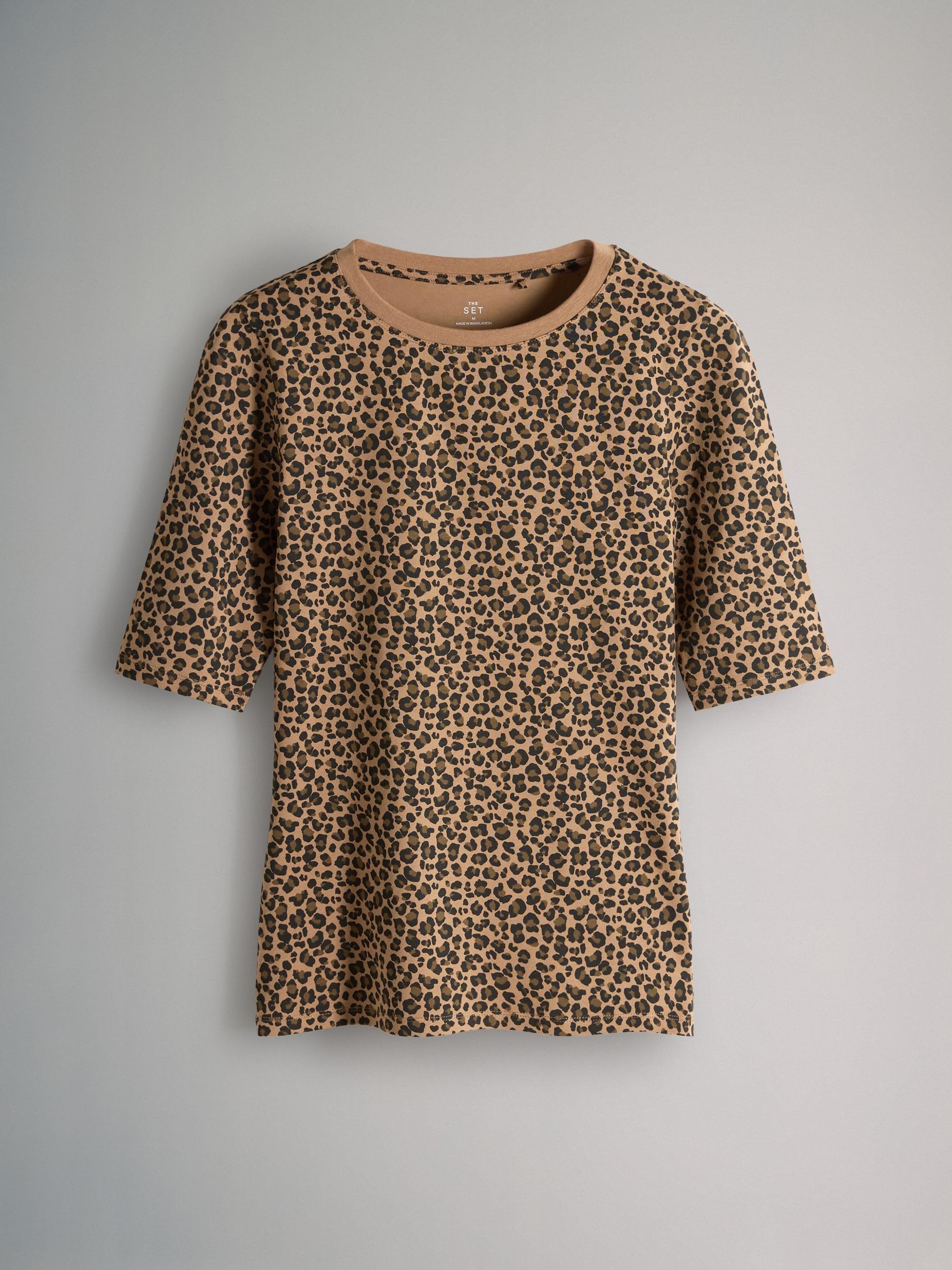 THE SET Damen Figurbetonte T-Shirts mit Rundhalsausschnitt und halblangen Ärmeln, 4er-Pack