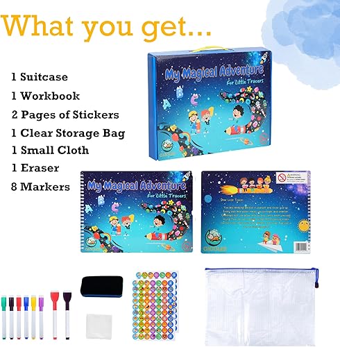 Miniatura 7 de Libro de trabajo de aprendizaje preescolar, libro ocupado, libro de trabajo de rastreo reutilizable, control de motricidad fina, materiales de