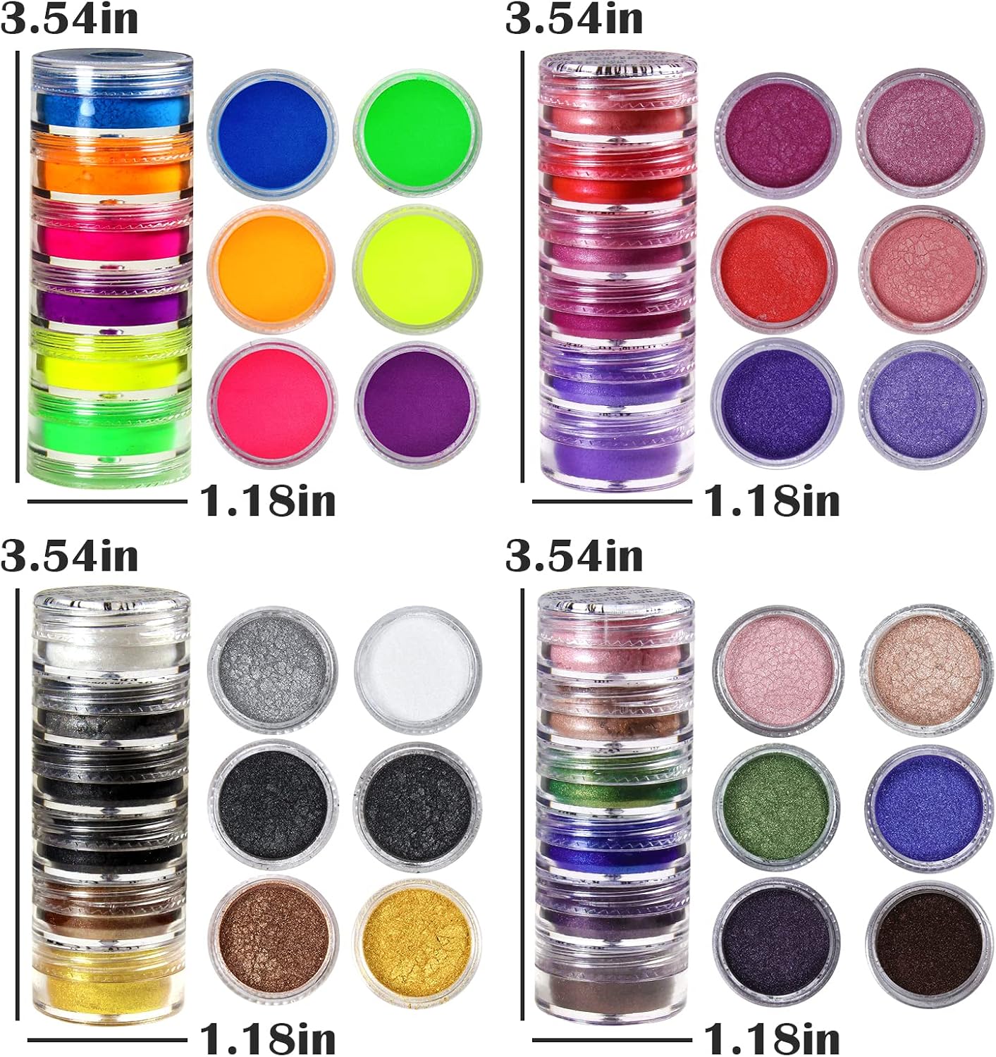 DAGEDA 24 Color Pigment Nail Powder, Colorful Iridescent Glitter Ultrafine Luminous Pearlescent High-Gloss Halo Powder, Nails Pigments Dust 3D DIY Nail Art Decoration（Color B ）