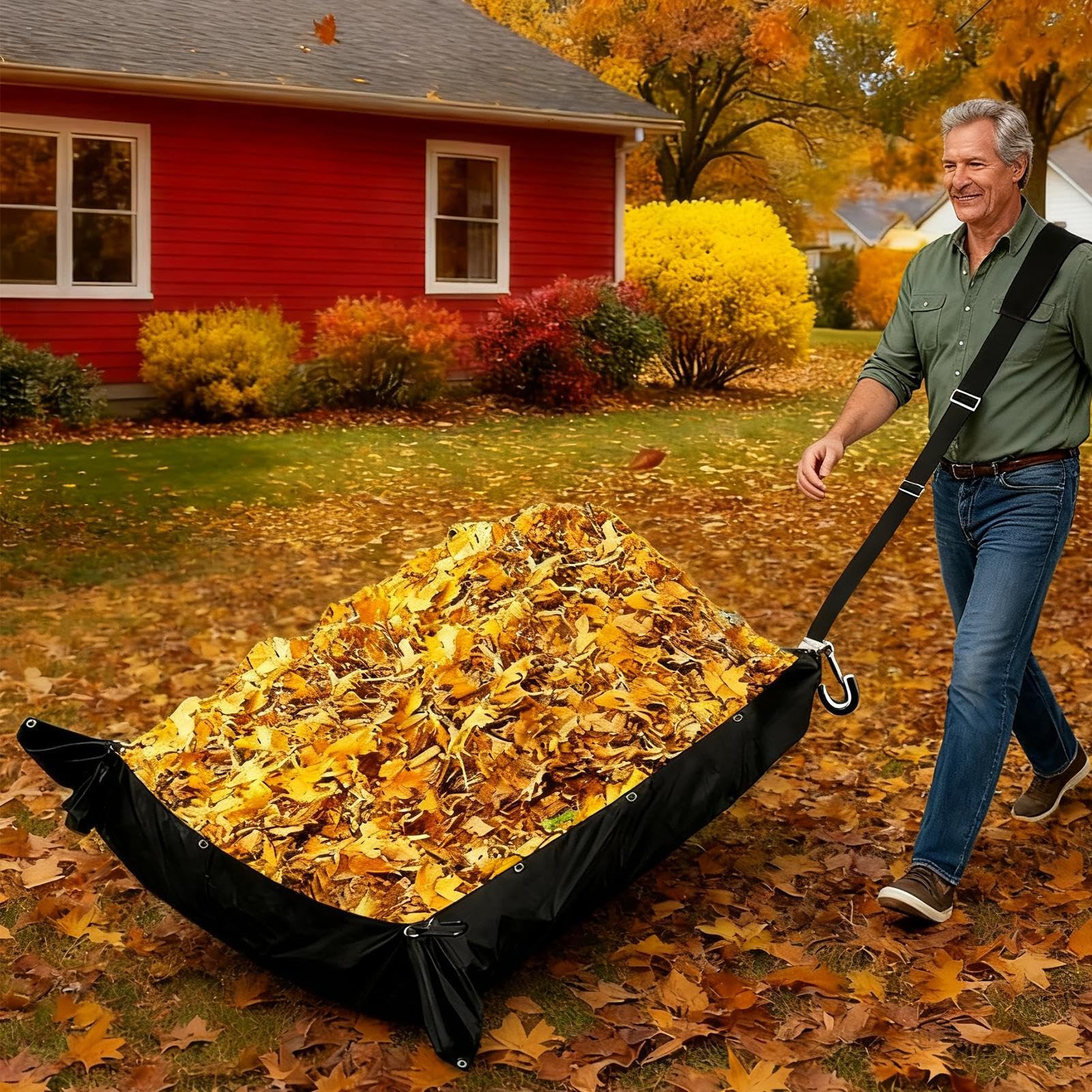 Per Giardino 45 Kg Deposito Rifiuti Tessuto Oxford 600D | Sacco Raccolta Foglie Con a Spalla Per Manutenzione E Pulizia Giardino Esterno E Campeggio