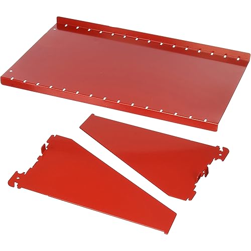 Wall Control Shelf 9in Deep Pegboard Shelf Assembly Pegboard and Slotted Tool Board - Red