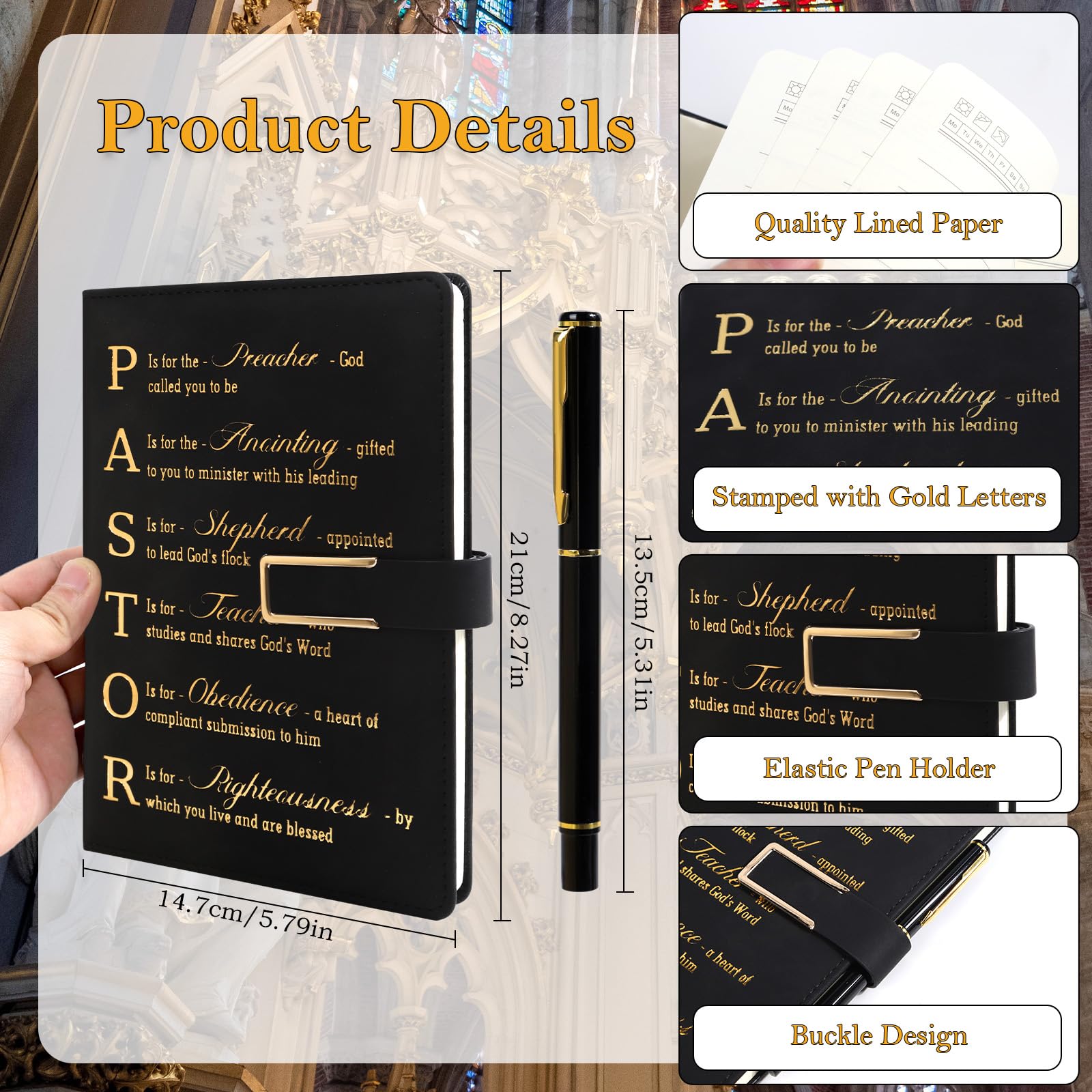 Keluna Pastors Appreciation Gifts Set - Pastors Fathers Day Christmas Retirement Easter Anniversary Church Birthday Gifts, Include a Journal Notebook and Clergy Pen for Ordination Minister Priest