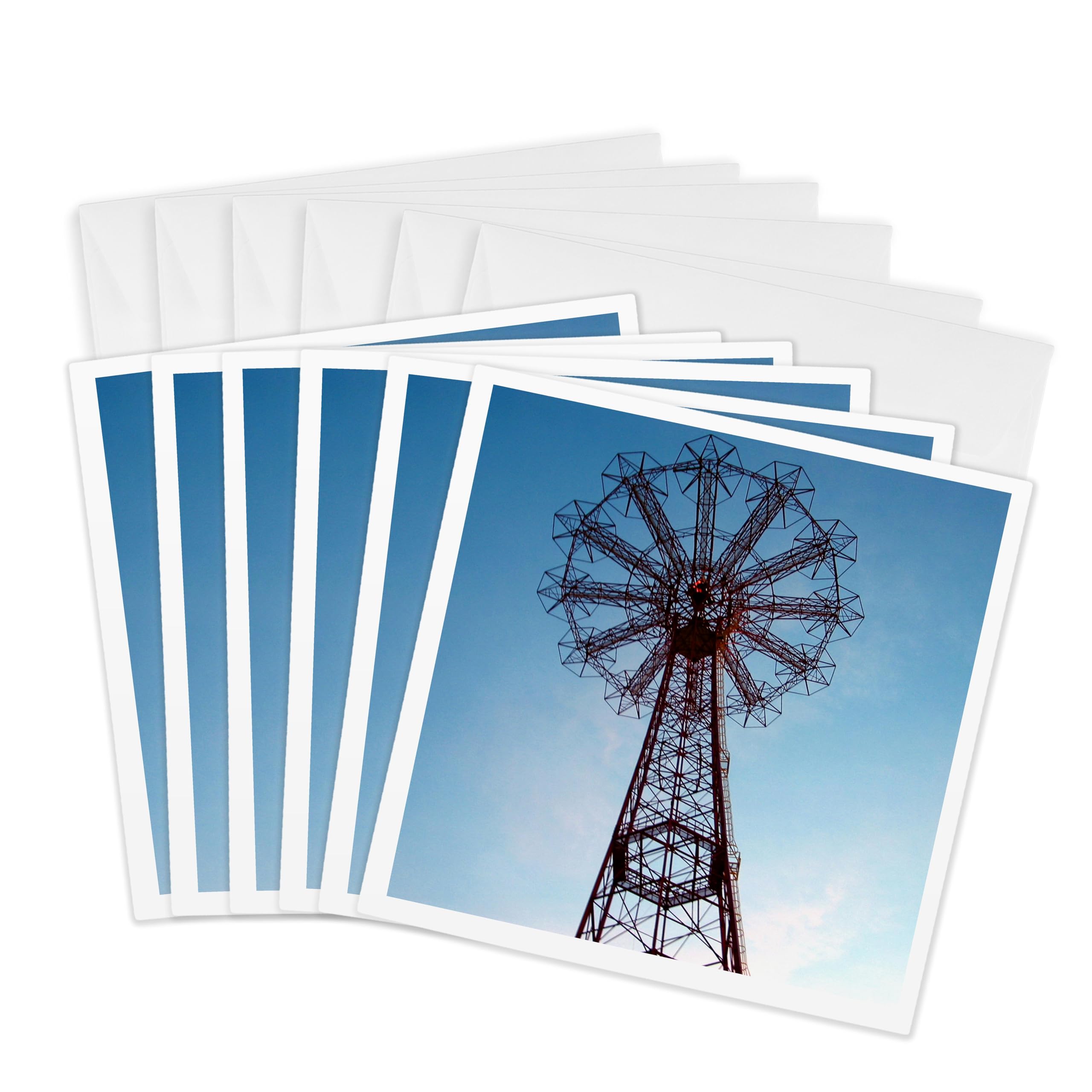 3dRose Greeting Cards - Coney Island Parachute Jump - 6 Pack