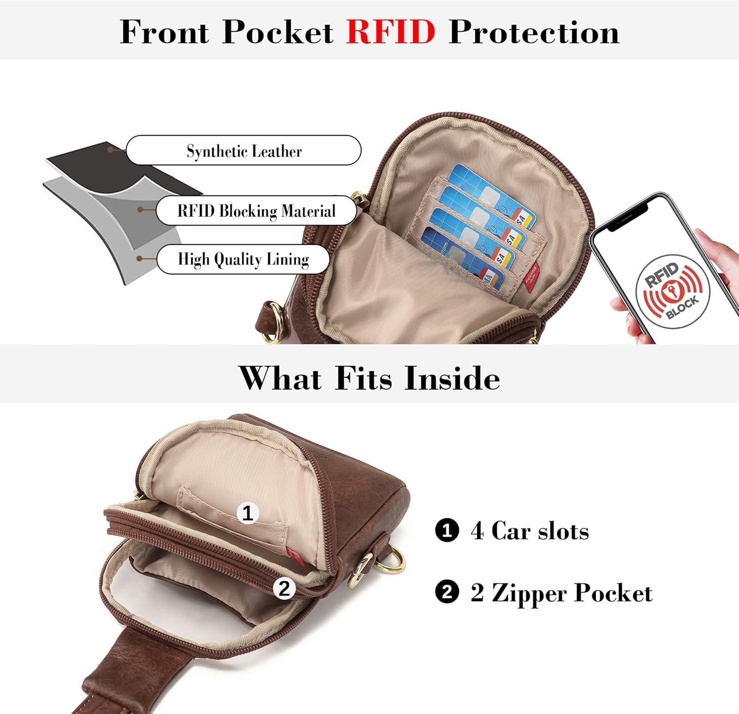 INICAT Sling Bag for Women Touchscreen Small Crossbody Cell Phone Purse Fanny Pack - Image 5