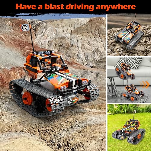 Miniatura 6 de Juguetes de construcción STEM regalos para niños de 8 a 12 años de edad con control remoto y aplicación de control remoto y kit de tanque de robot