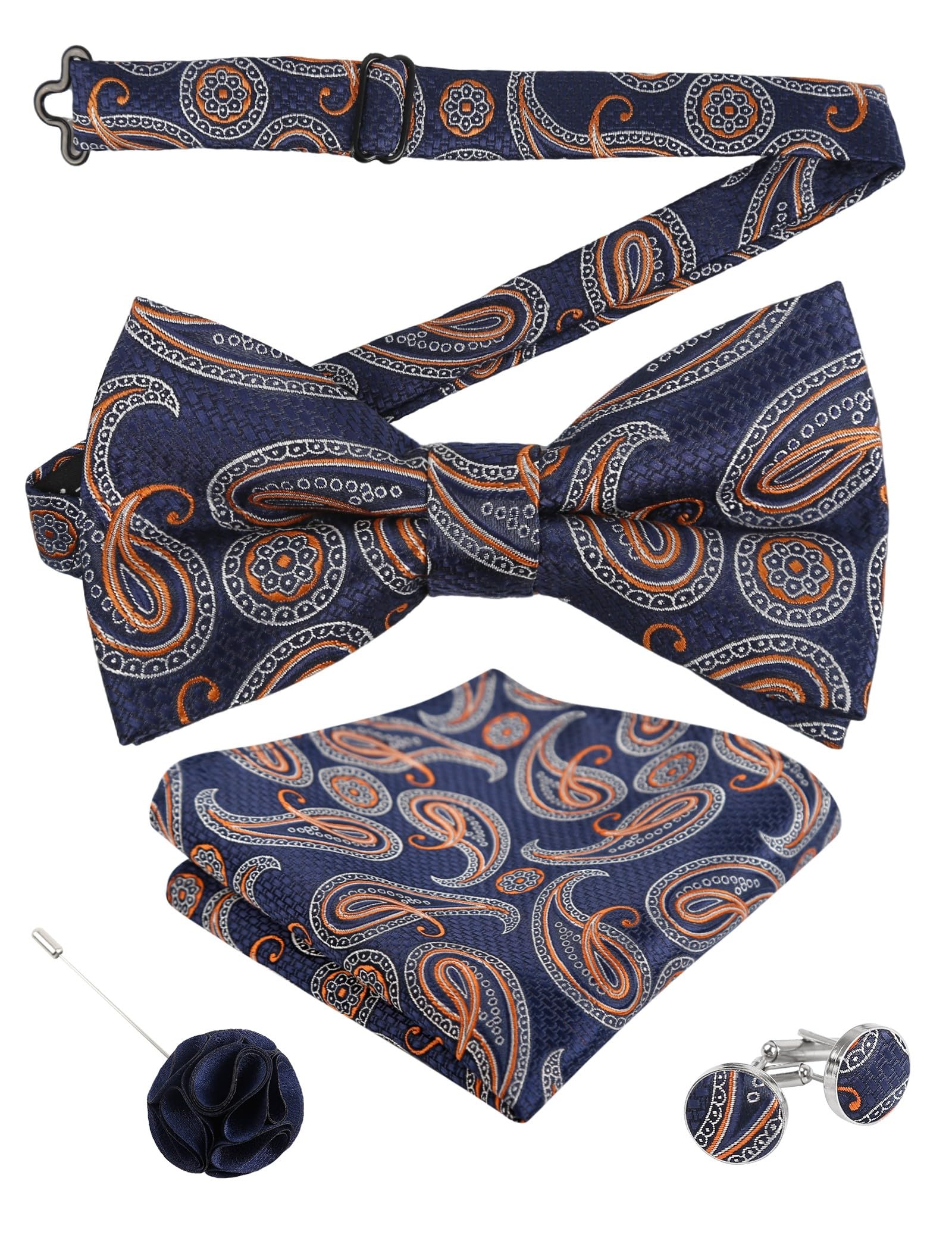 Alizeal Mens 4pcs Vintage Paisley Bow Tie Set