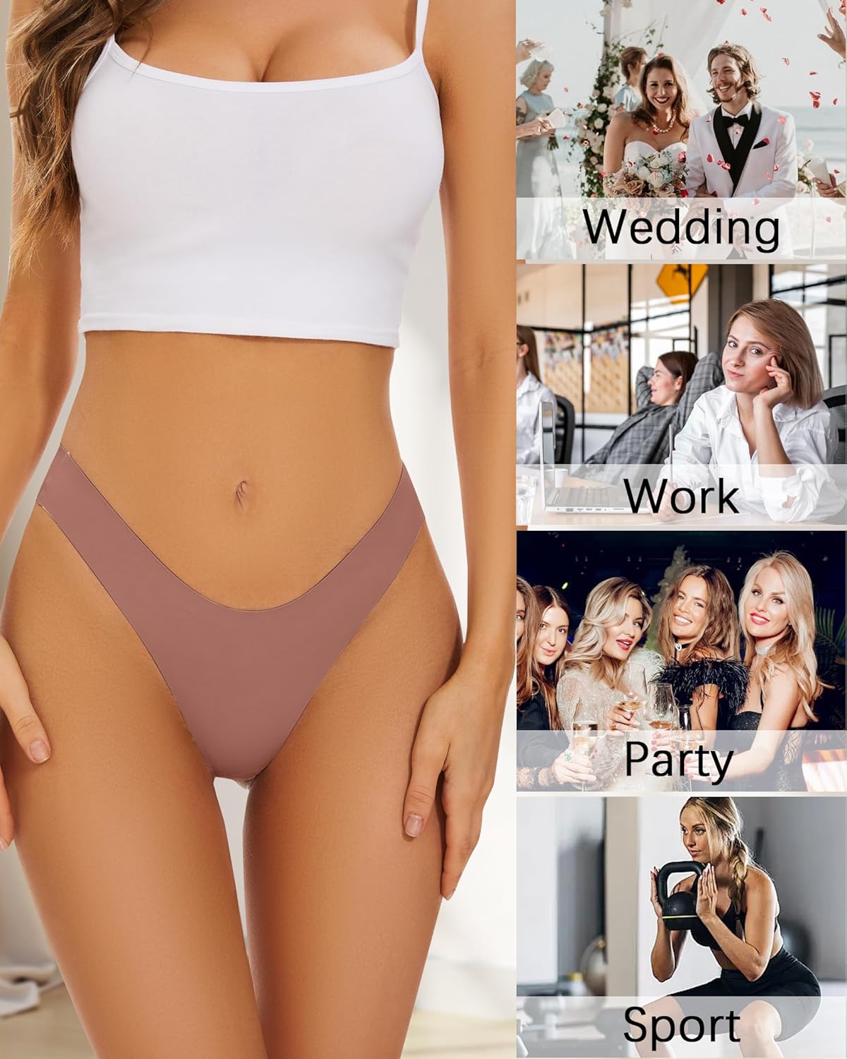 Seamless Bikini Cheeky Panties for Women Soft V-Cut No Show Hipster Breathable Stretch Invisibles Panties 6 Pack S-XL - Image 9