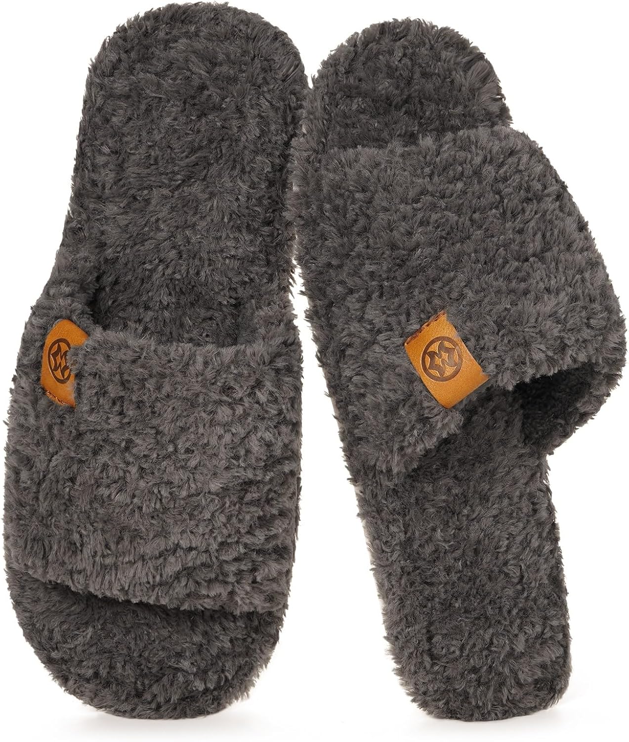Pantuflas Mujer Fuzzy Open Toe Memory Foam Antideslizantes