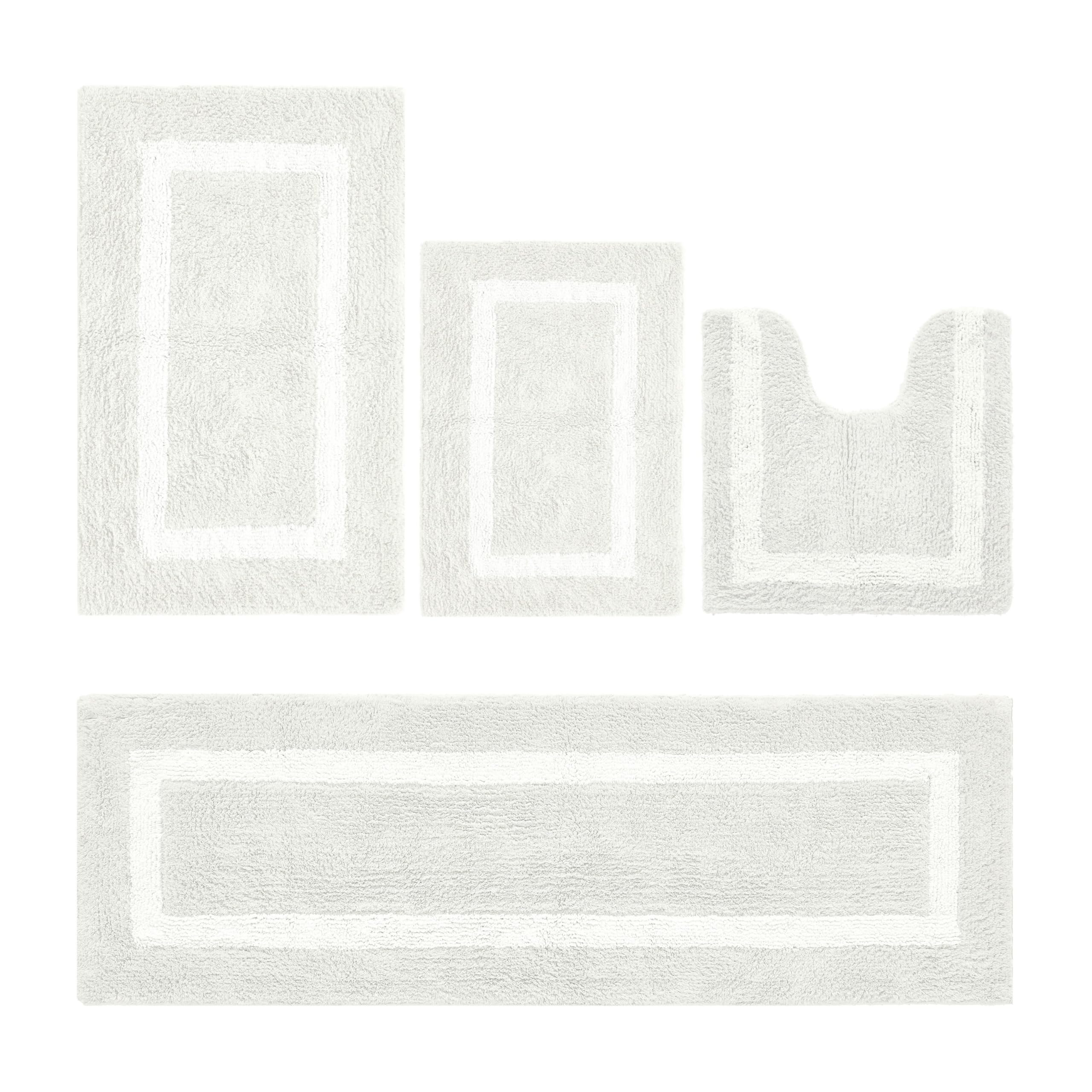 Better Trends 4 Piece Bathroom Rug Set 100 Cotton - Reversible Soft Absorbent and Machine Washable Bath Rugs