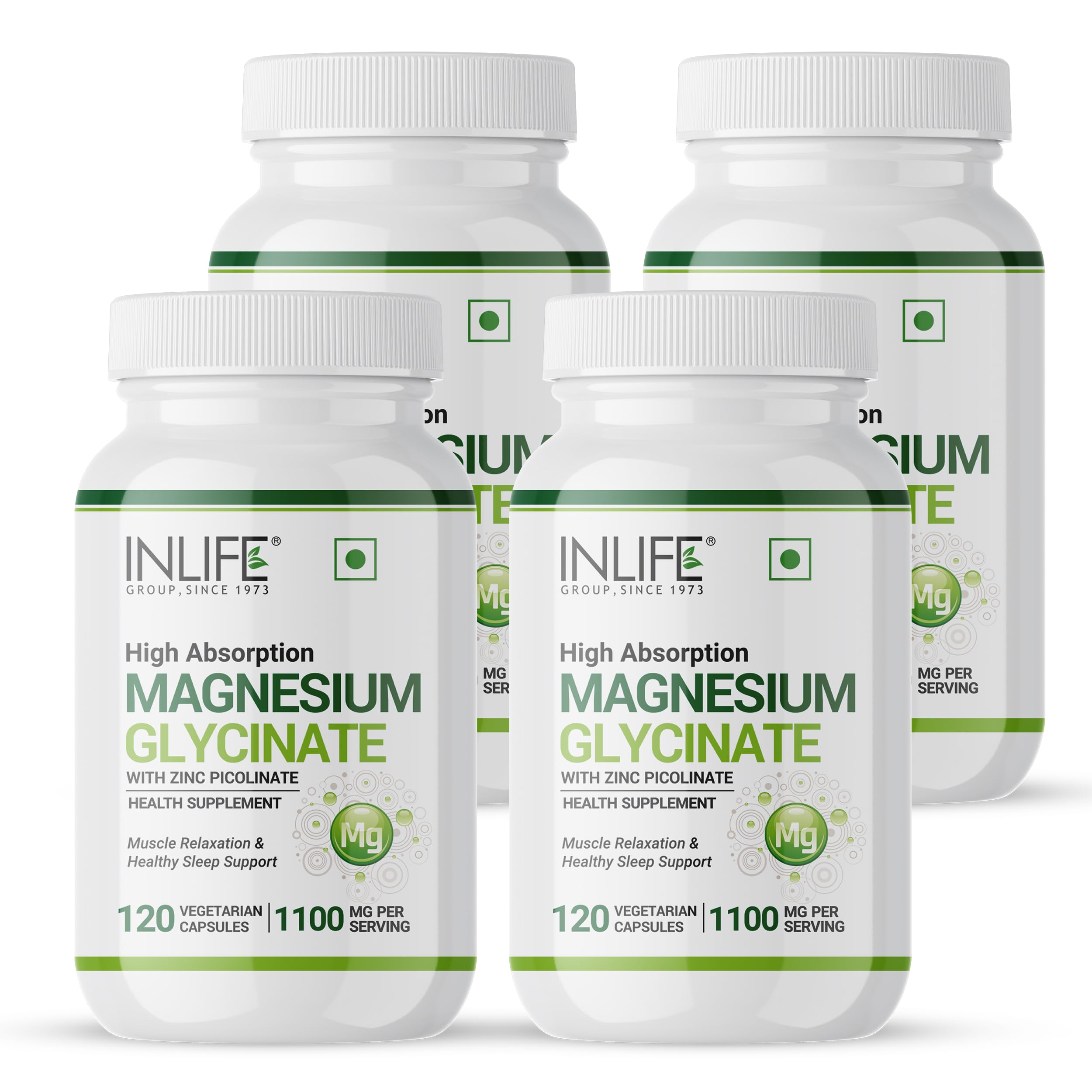 INLIFE Magnesium Glycinate Supplement 1100mg (Elemental Magnesium 242mg) with Zinc 10mg (as Zinc Picolinate) Per Serving, Relaxation & Healthy Muscle Function - 120 Capsules (Pack of 4, 480.00, count) (B098T2FMBR) Amazon Price History, Amazon Price Tracker