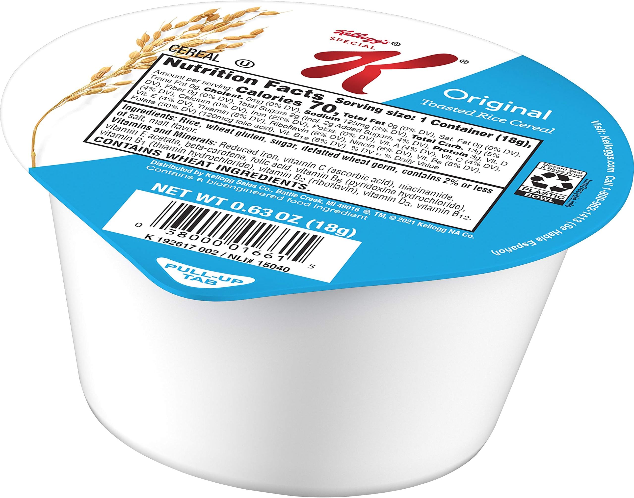 Kellogg's Special K, Breakfast Cereal, Original, .63oz (96 Count)