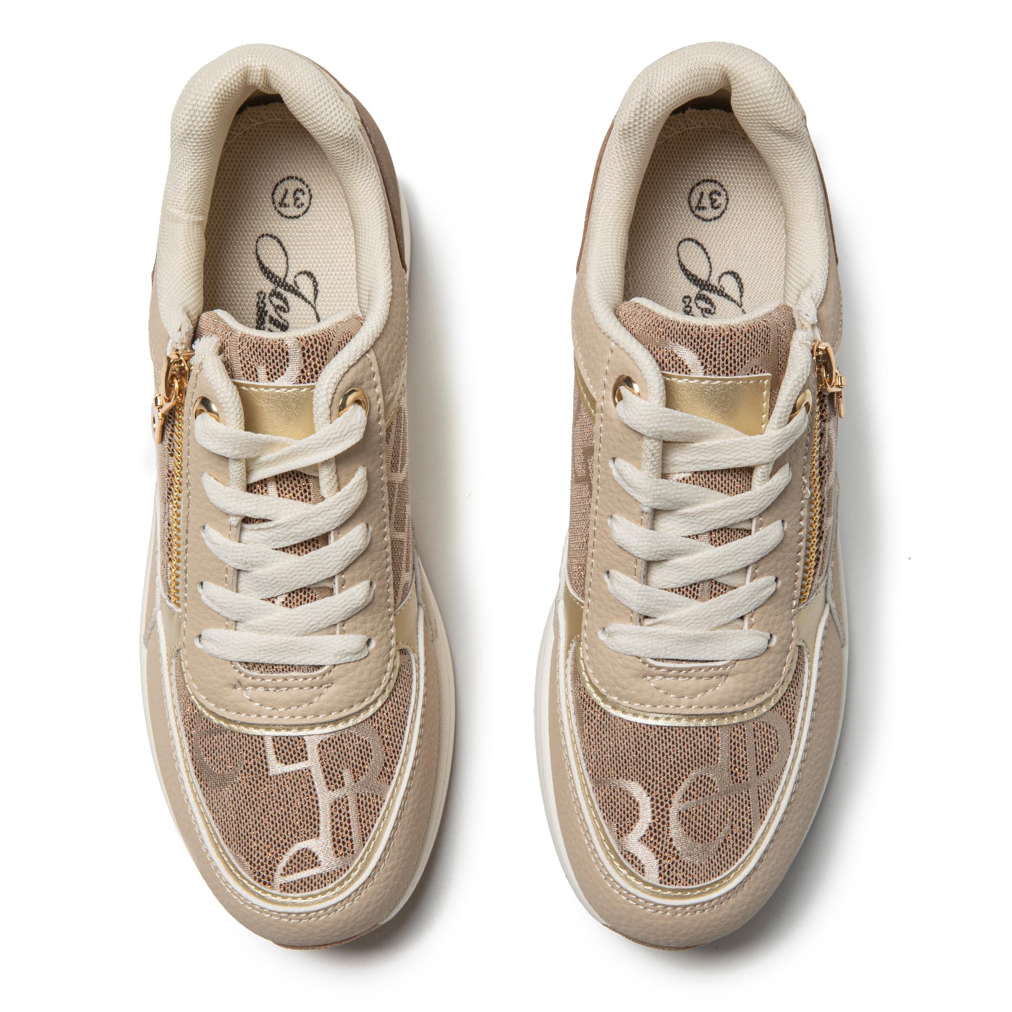 JOMIX Scarpe da Ginnastica Donna con Zeppa Sneakers Casual Comode e alla Moda con Cerniera Laterale Traspiranti e Leggere da Camminata e Passeggio
