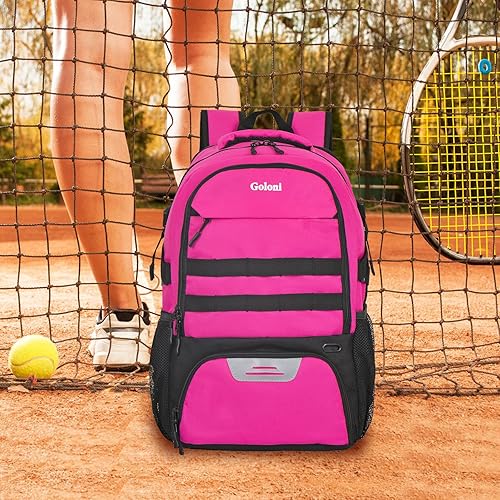 Miniatura 5 de Goloni Bolsa de raqueta de tenis para hombre, dos raquetas, mochila de pickleball para mujer con compartimento para zapatos, adecuada para