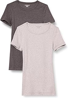 Amazon Essentials Women's Slim-Fit Short-Sleeve Crewneck T-Shirt, Pack of 2