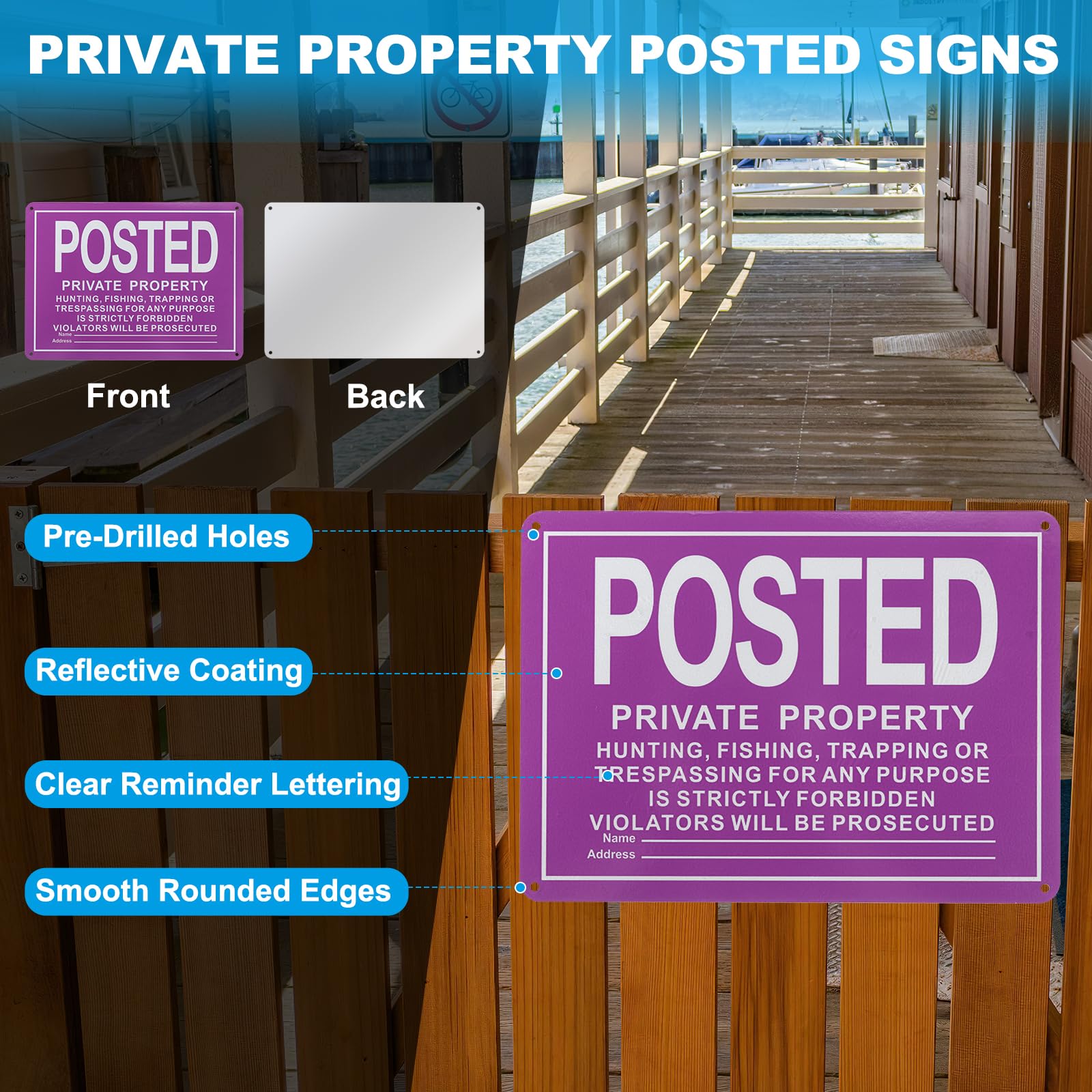 PATIKIL 10x7 Pollici Cartelli Divieto Di Accesso, Confezione Da 20 Cartelli Proprietà Privata Divieto Di Caccia In Alluminio Riflettente Con Viti E Fascette Per Avvisi Interni
