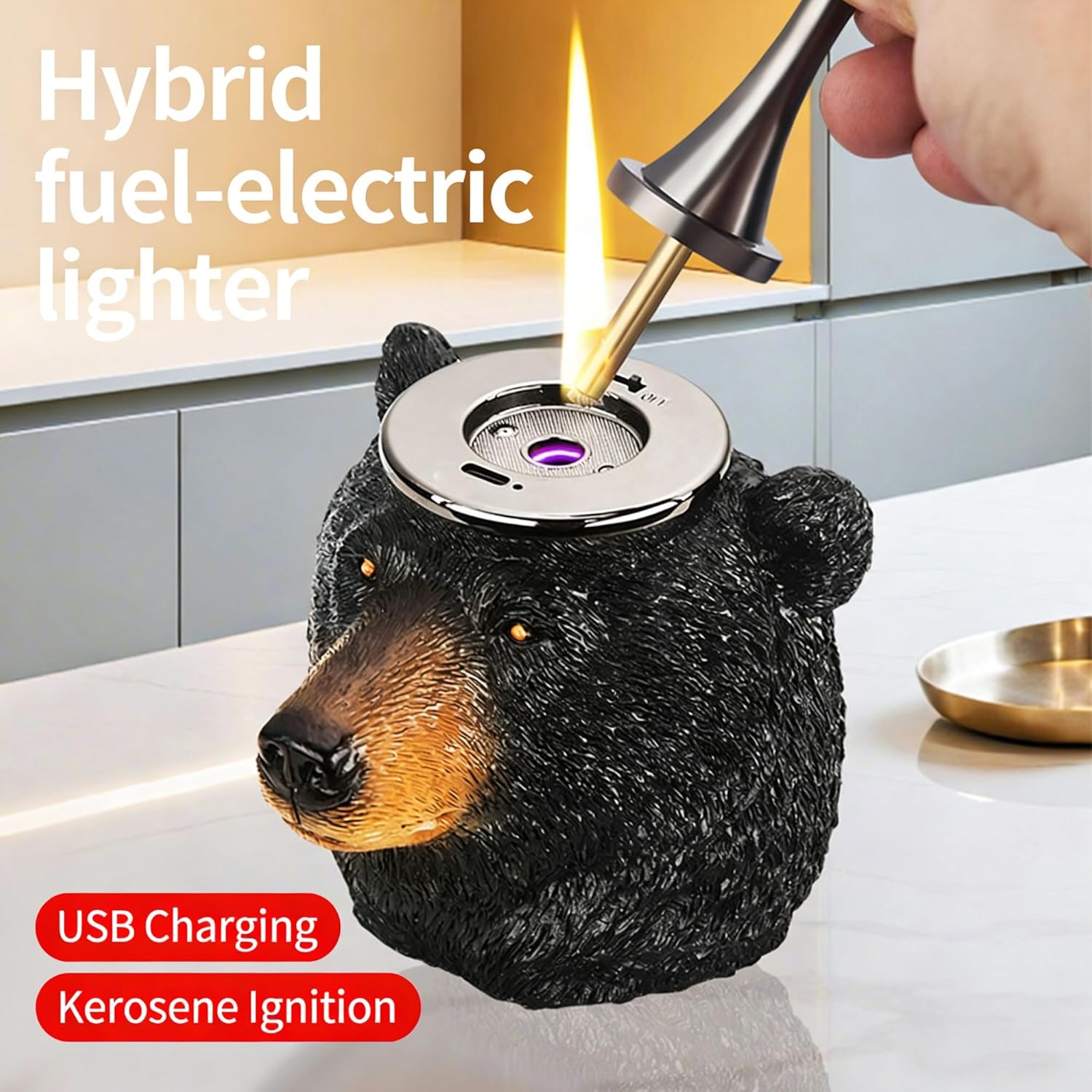 Multifunctional Metal Everlasting Match Lighter — Refillable Kerosene Desktop Lighter — Ideal for Gifting and Collecting