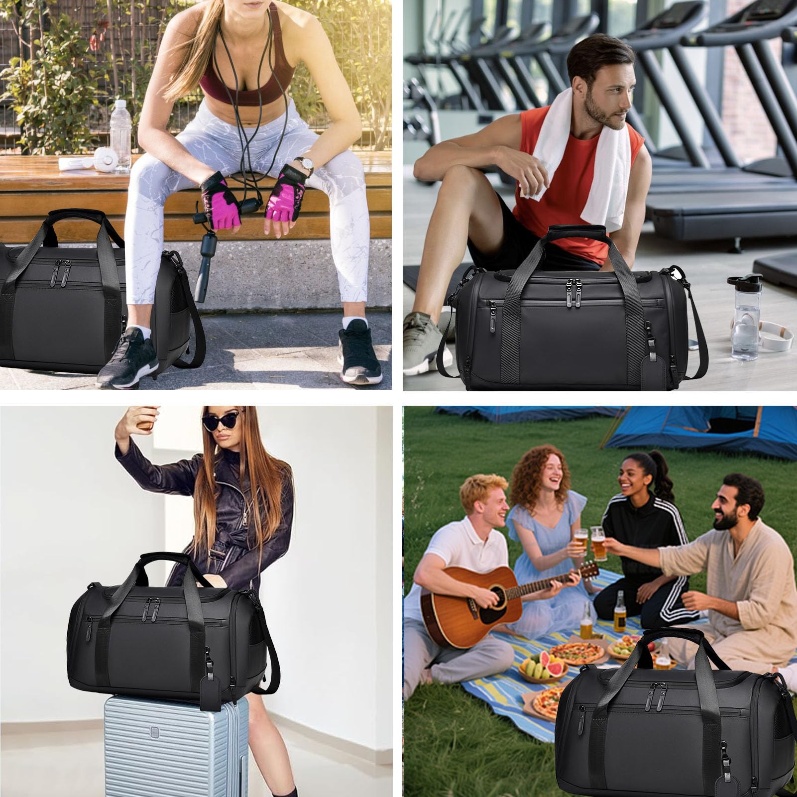 Bolsa de Deporte Hombre y Mujer Bolsa Gimnasio con Compartimento Bolsas de Viaje Impermeable para Natación Fitness y Viajes