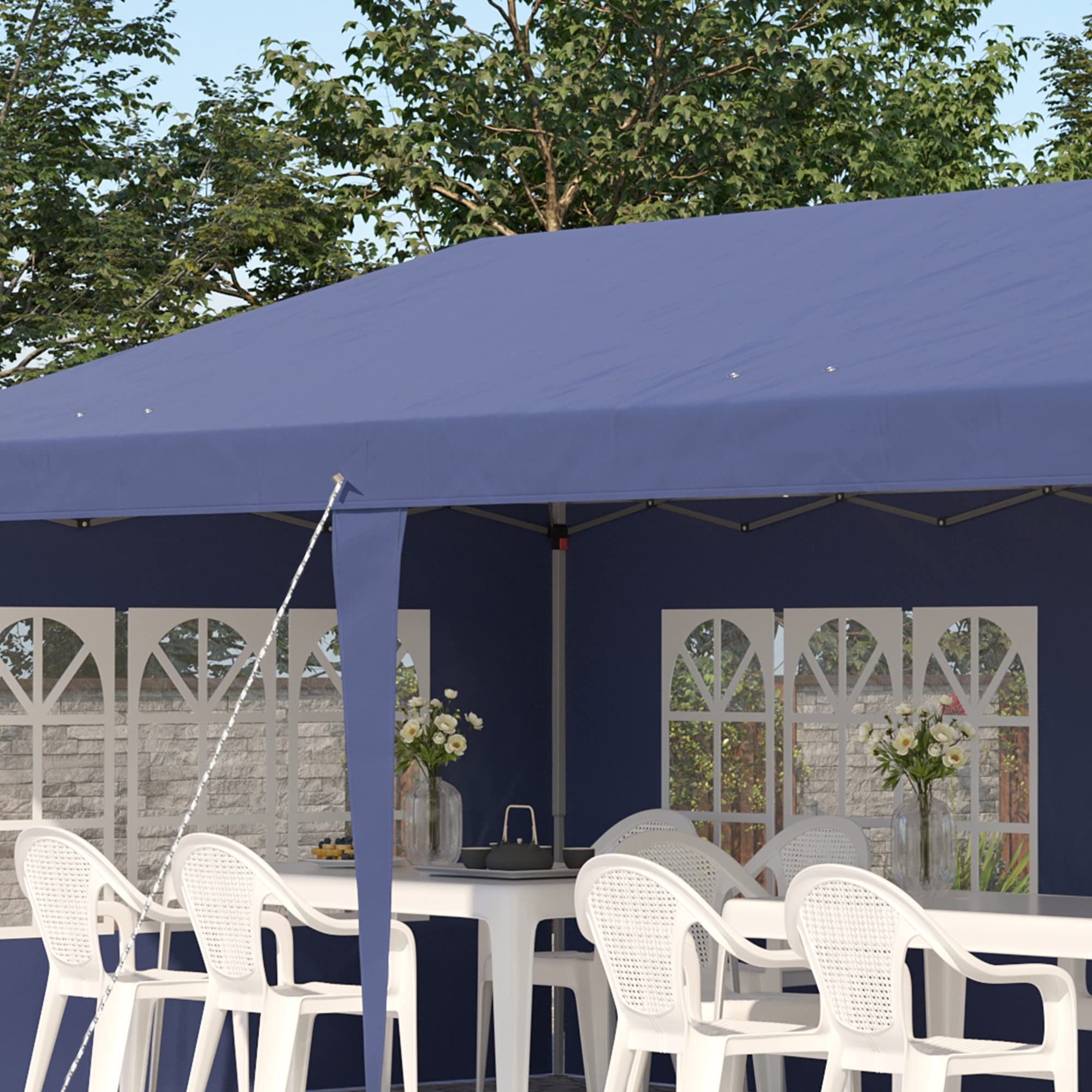 Outsunny Tonnelle de Jardin 3x6 m Pop-up Pliante Tente de Réception Pavillon Chapiteau Barnum Bleu