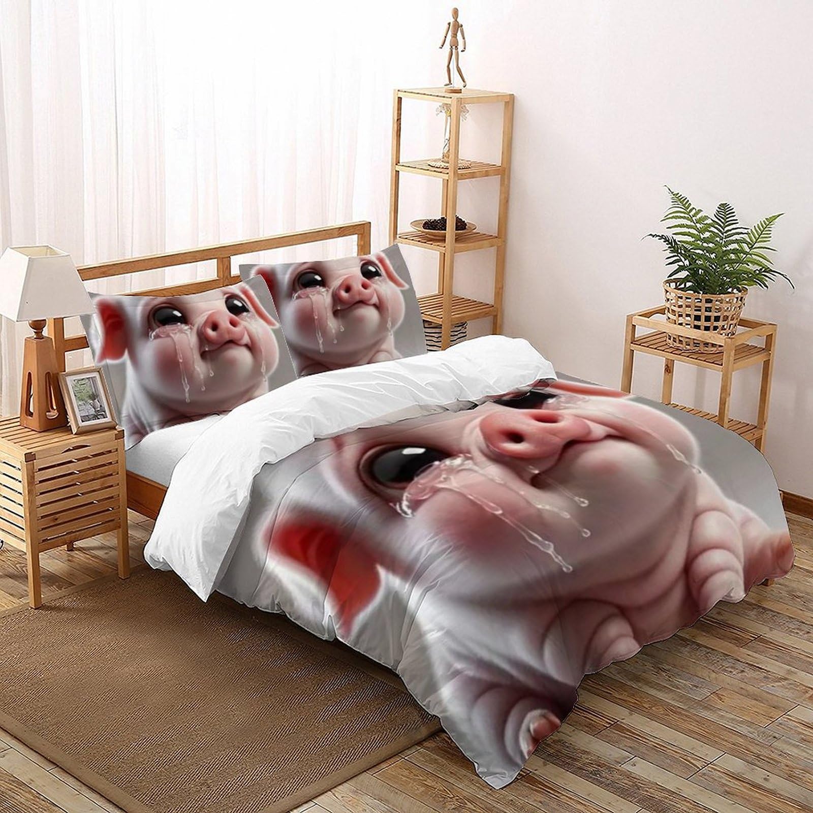 Housse de couette sanglier 260x220 pour chambre d'enfant passionné d'animaux de la forêt