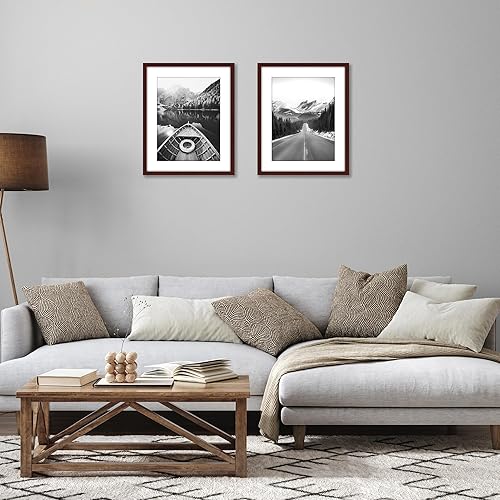 Vista 569 de Americanflat Portarretratos de 8 x 12 pulgadas con plexiglás pulido, juego de 2 portarretratos de 6 x 8 pulgadas con paspartú o para fotos de 8 x 12