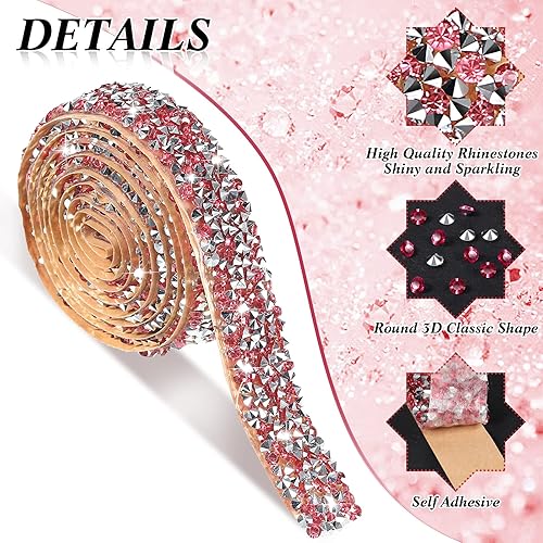 Vista 70 de Xinnun 5 rollos de cinta de diamantes de imitación brillantes, tiras autoadhesivas de diamantes de imitación, cinta de resina para arte, Plateado