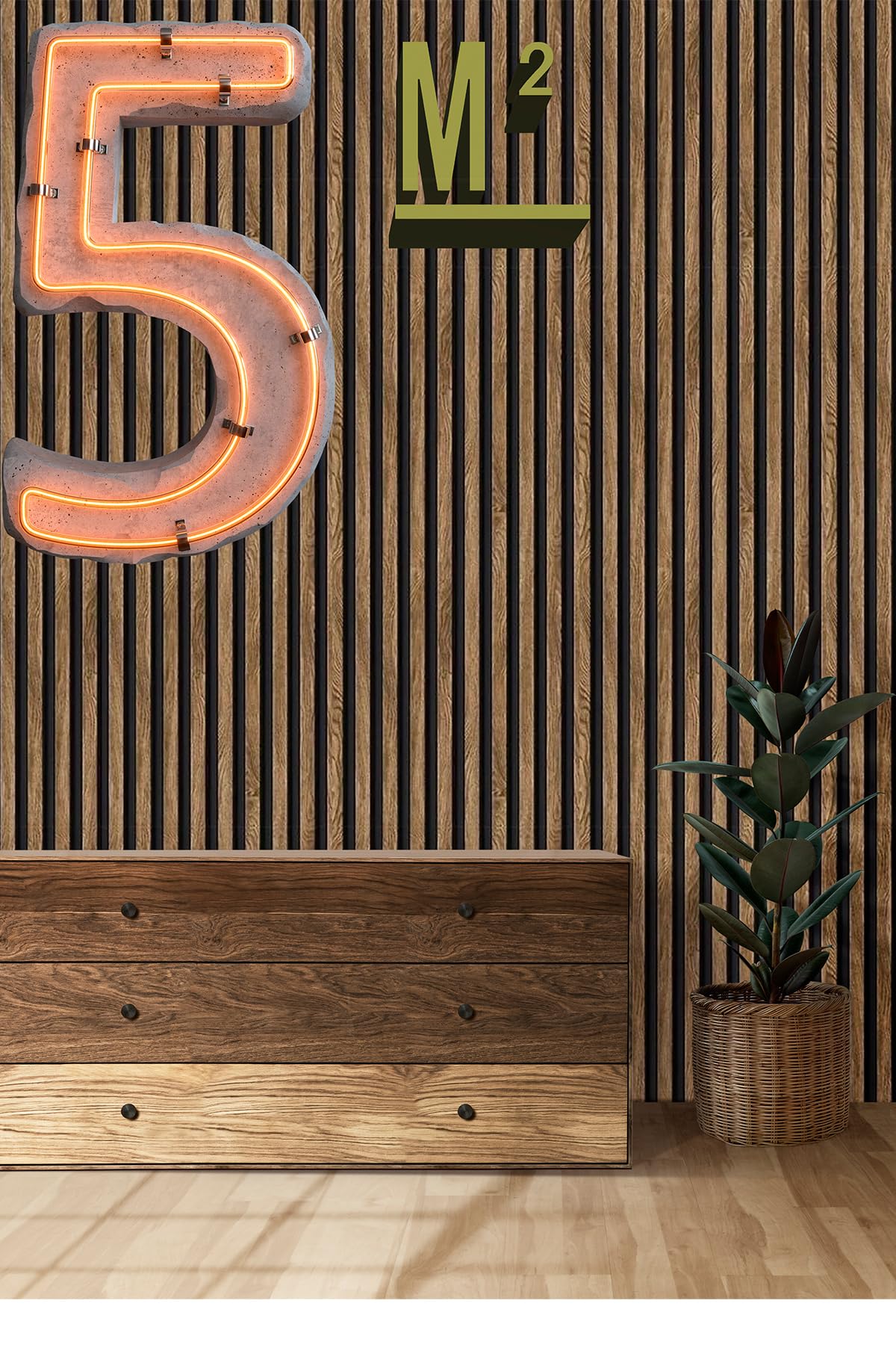 Bien Home 2689 Lambri Panel Ahşap Duvar Çıtası Desenli Duvar Kağıdı 5,30 M²