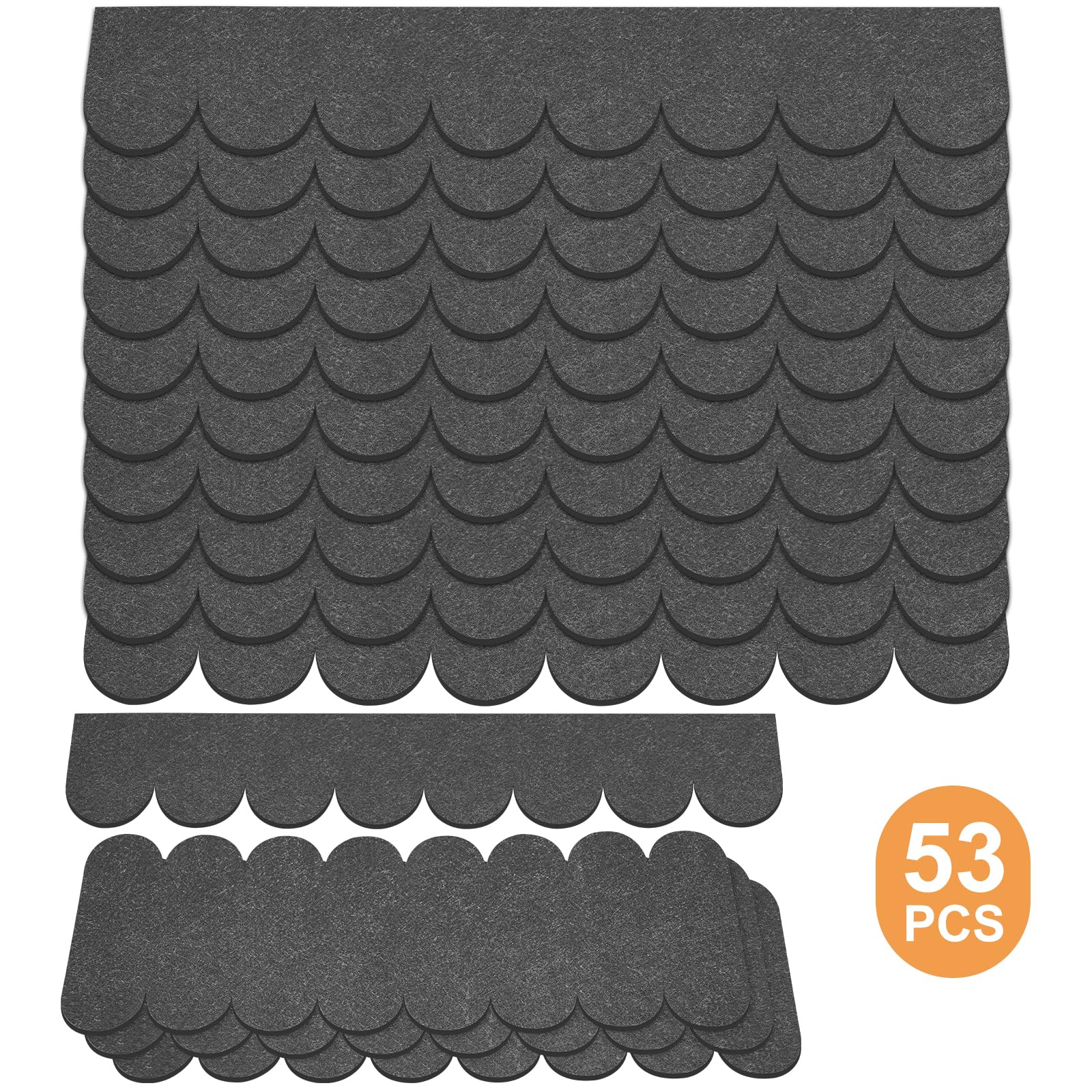 AUAUY 53 Piezas Tejas Bituminosas Autoadhesivas, Tejas De Fieltro Impermeables, Para Casas De Pájaros, Perros, Casetas de Jardín, Techos De Buzones, Hotel De Insectos(Gris,30×5 CM/30×11 CM)