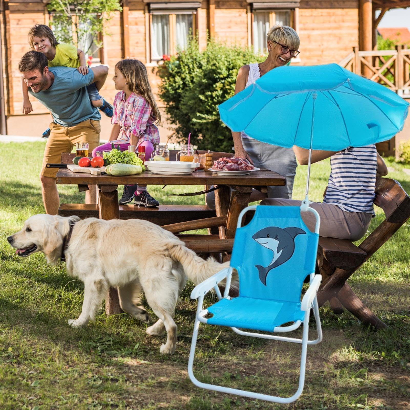 Genérico Silla de Camping Infantil con Sombrilla | Silla De con Sombrilla Incluida,Asiento Portátil para Exterior, Jardín, Piscina Y Picnic