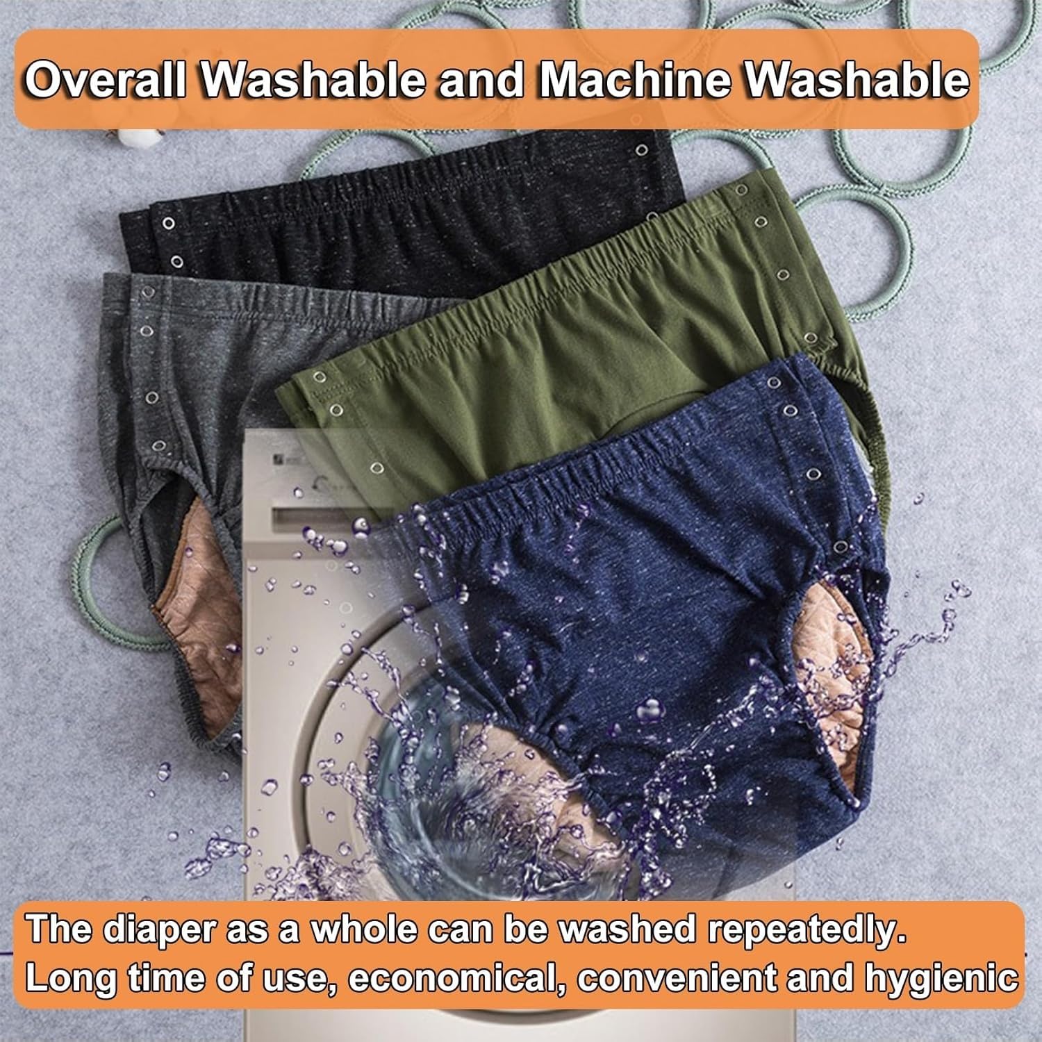 4 Stück Inkontinenz Pants Stoffwindeln für Erwachsene Atmungsaktive Auslaufsichere Unterwäsche für Männer und Damen Waschbarer Wiederverwendbar Windel(XX-Large)