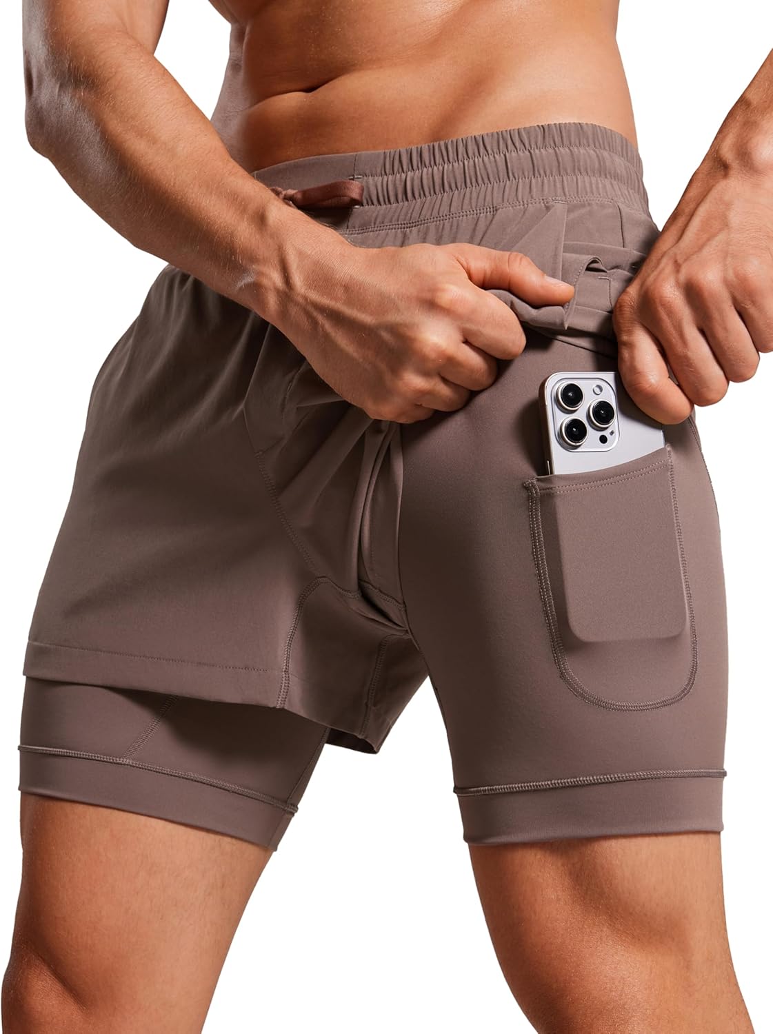 CRZ YOGA 2 in 1 Mens Athletic Shorts 3.5'' with Liner Quick Dry Lightweight for Running Gym with Zip Pockets