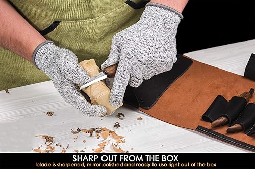 Miniatura 8 de BeaverCraft BW18 piezas de bloques de tallado de tilo S15X Juego de cuchillos de tallado de madera con estuche de cuero