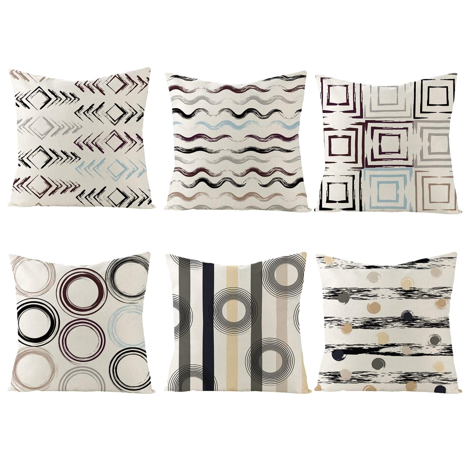 Taies d'oreillers lin géométrie beige gris KnSam pour sublimer votre coin lecture cocooning