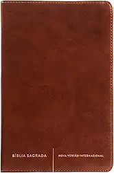 Bíblia Sagrada Slim NVI, Luxo, Capa Marrom, Couro-soft