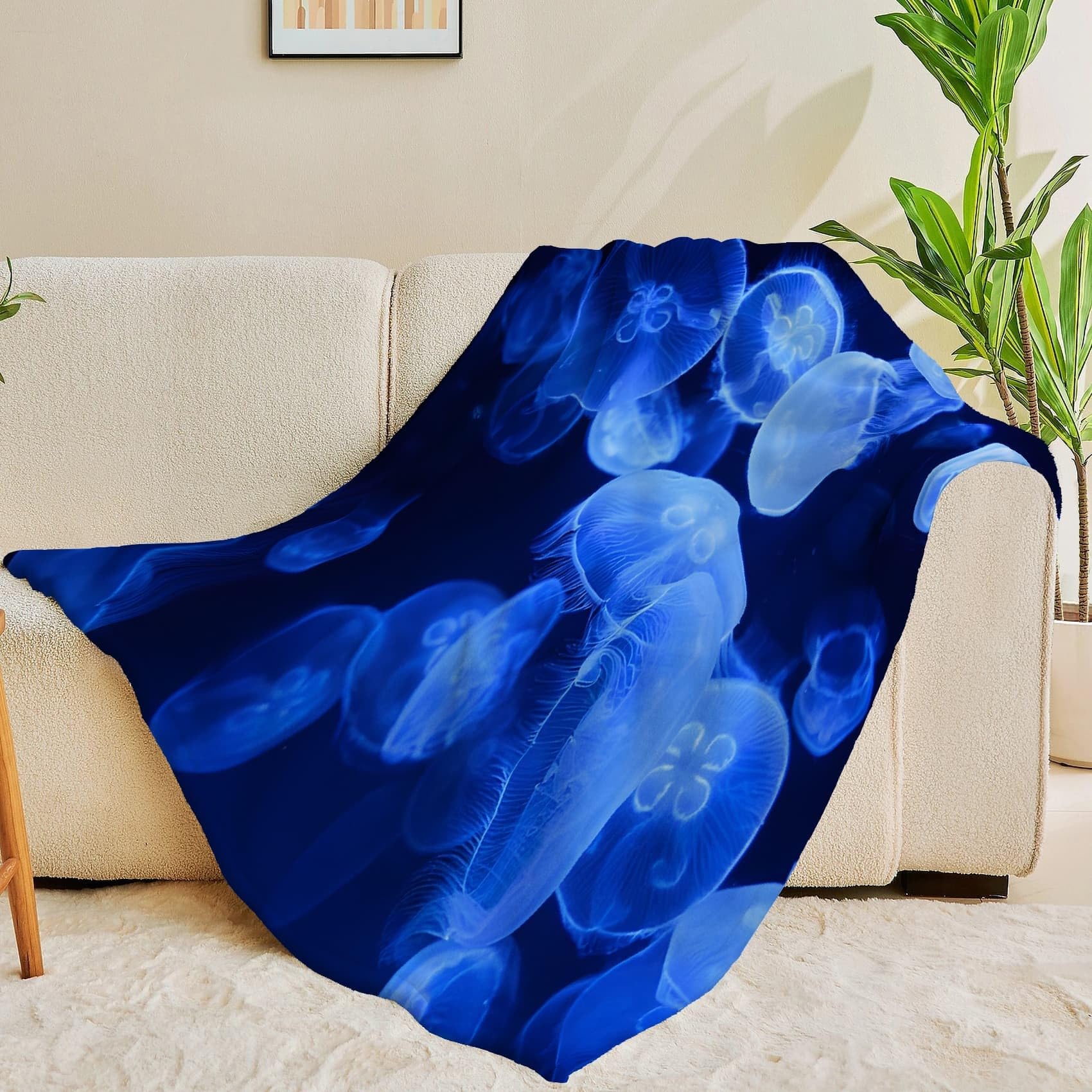 Koc z motywem meduzy w stylu snu, koc polarowy z mikrofibry, 180 x 220 cm, lekki, miękki, ciepły i wygodny, odpowiedni do sypialni i salonu